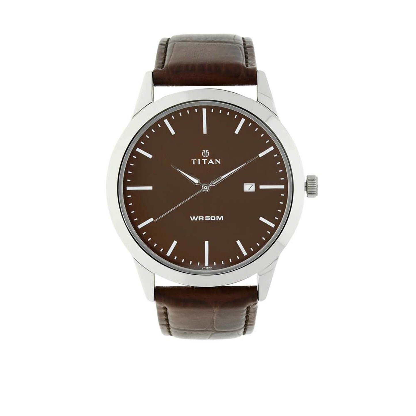 Titan Quartz Analog with Date Brown Dial Leather Strap Watch for Men