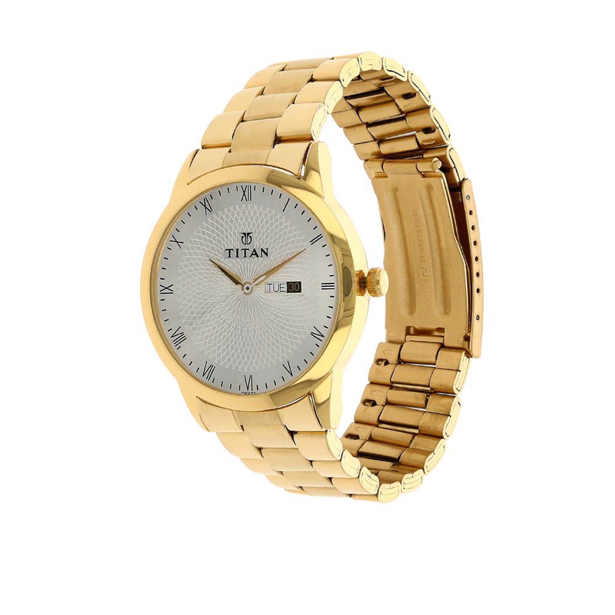 Titan sweather Silver Dial Golden Metal