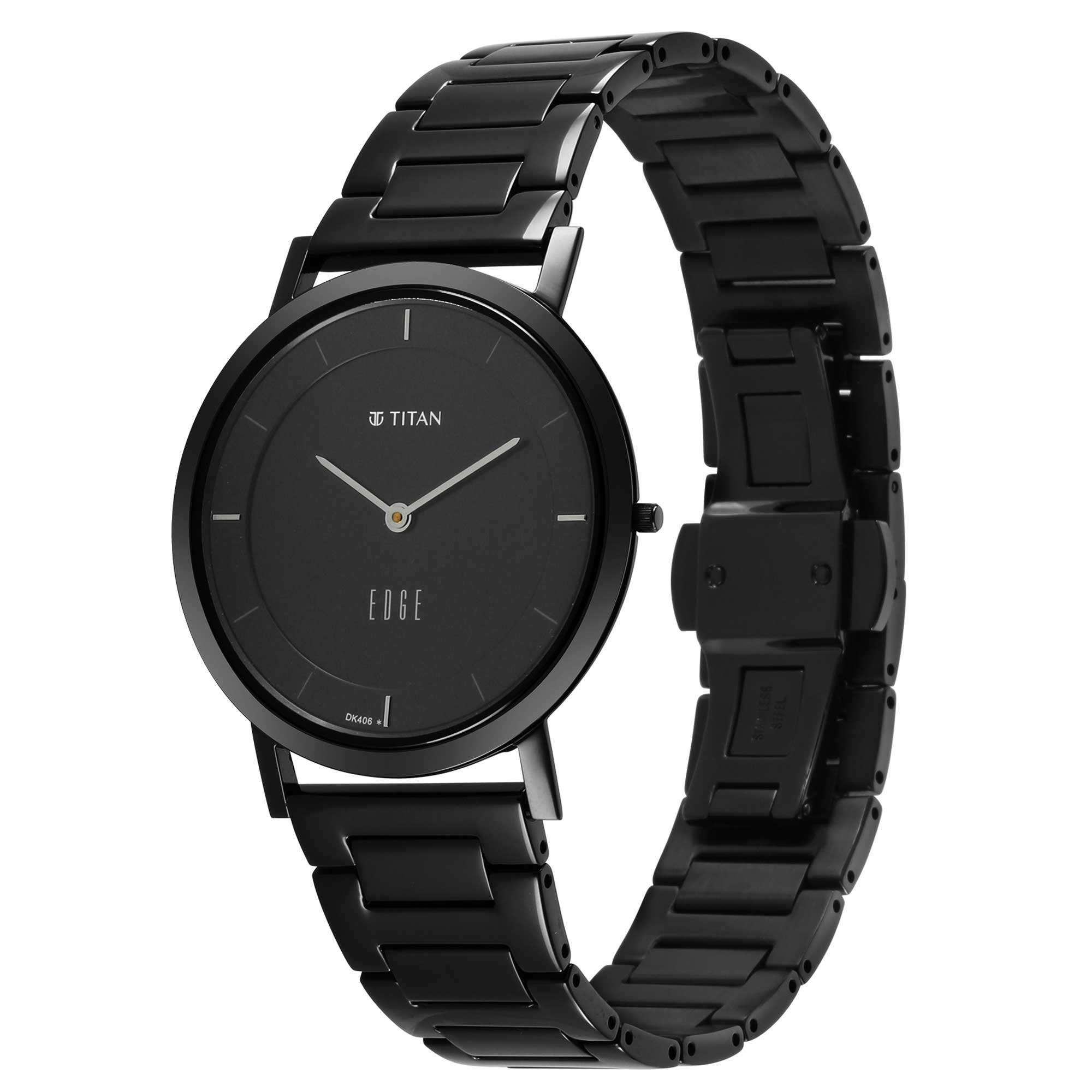 Titan Quartz Analog Black Dial Stainless Steel Strap Watch for Men