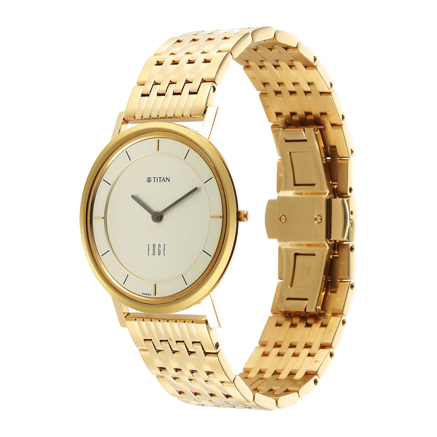 Edge Metal Yellow Dial Stainless Steel Strap Watch Men