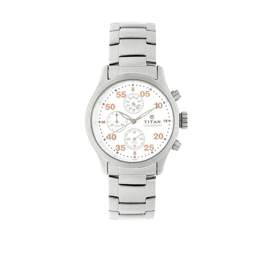 Titan Quartz Chronograph Silver Dial Stainless Steel Strap Watch for Men