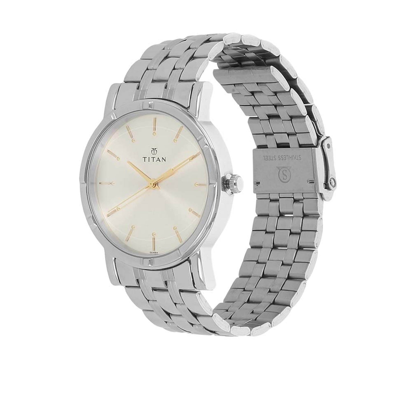 Titan Quartz Analog Silver Dial Stainless Steel Strap Watch for Men