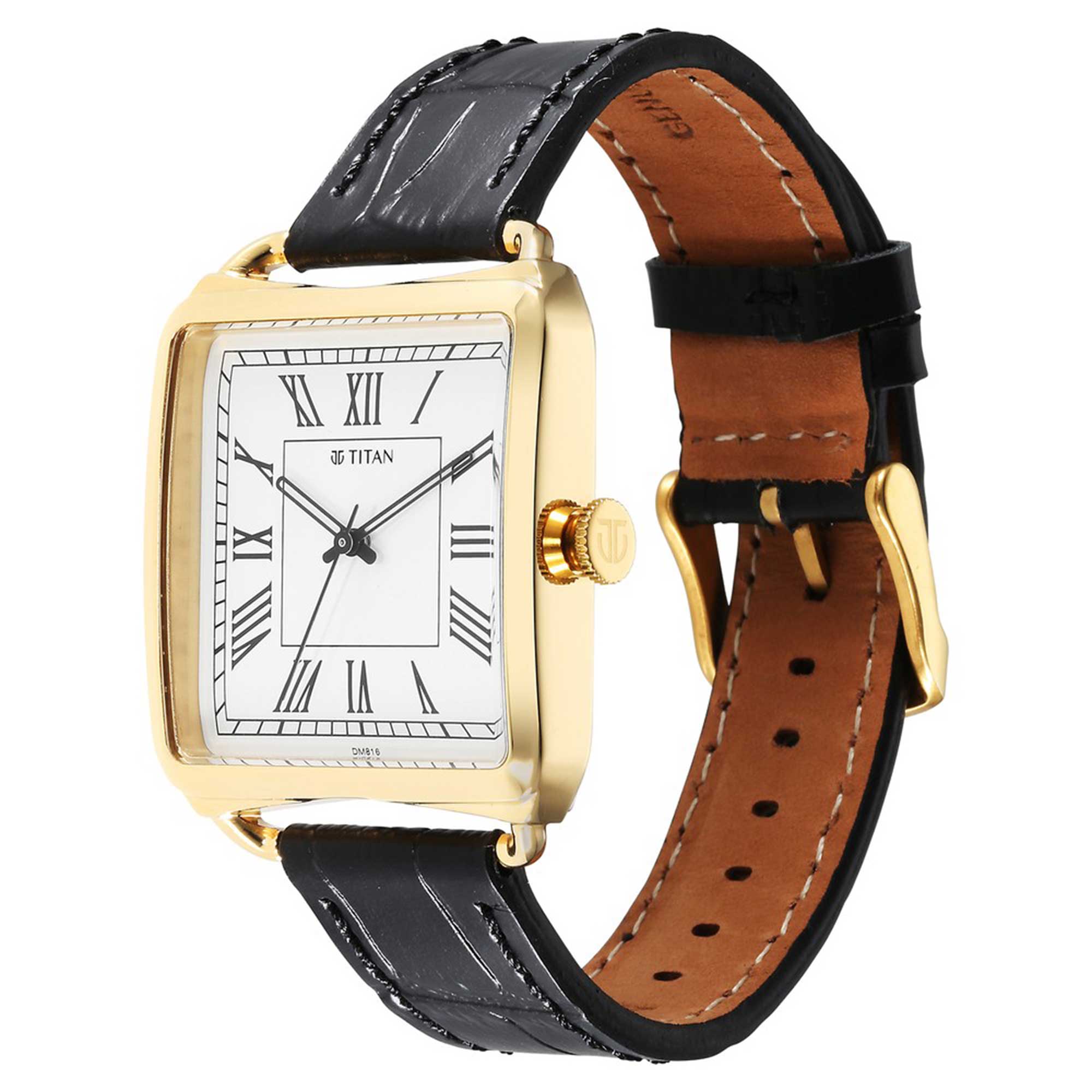 Titan Retro Revive Quartz Analog White Dial Leather Strap for Men