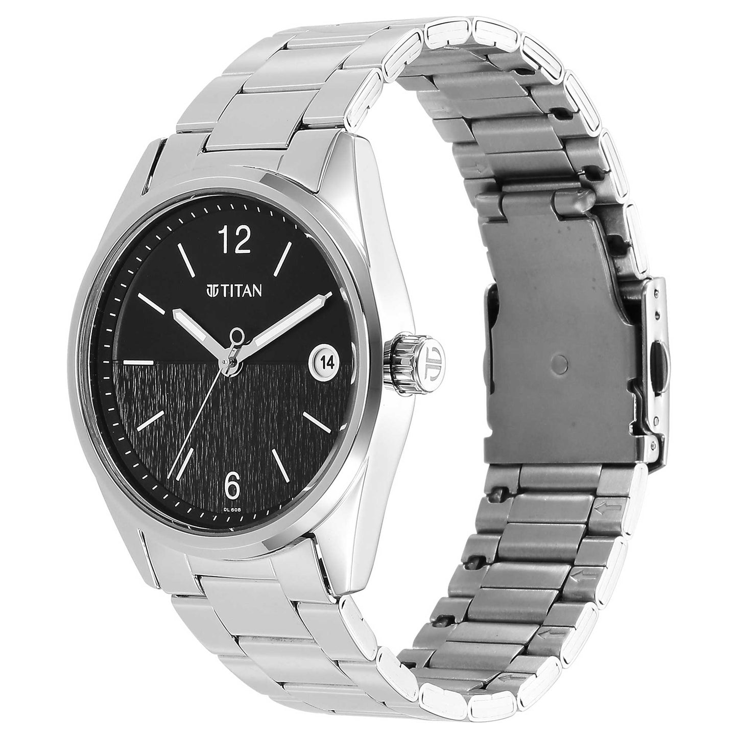 Titan Neo Black Dial Analog with Date Stainless Steel Strap watch for Men