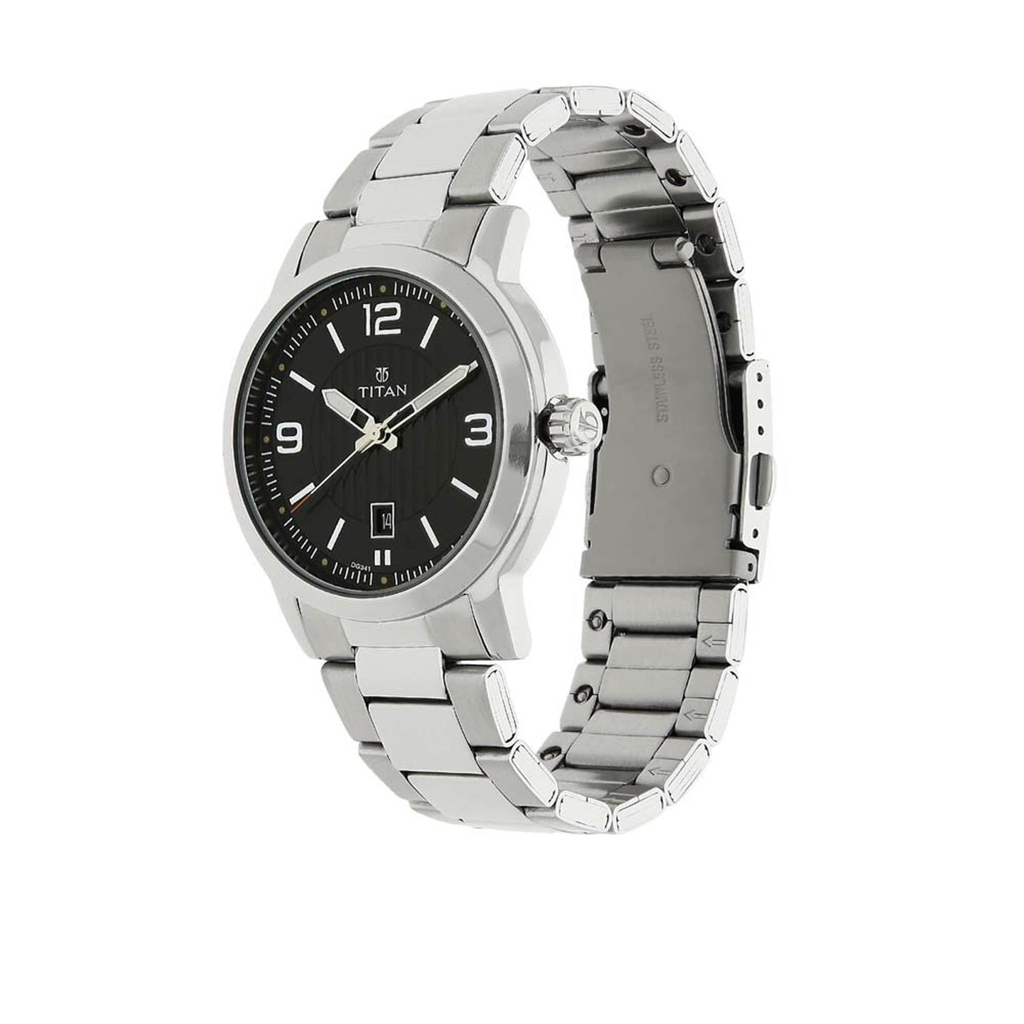 Titan Quartz Analog Black Dial Stainless Steel Strap Watch for Men