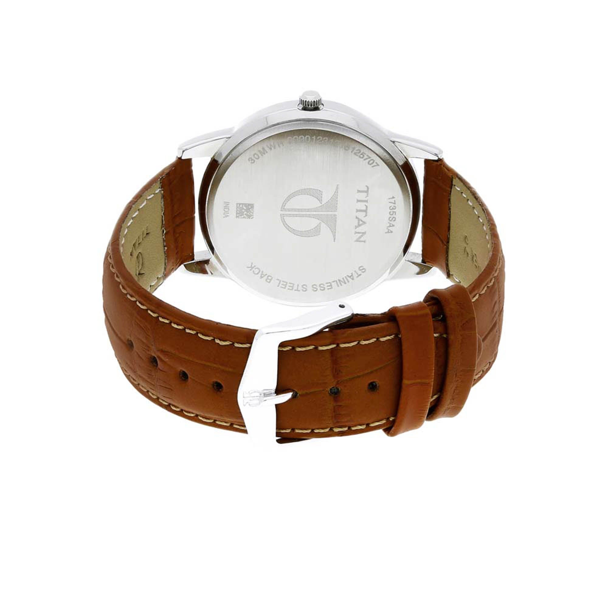 Titan Karishma Silver Dial Analog Leather Strap watch for Men