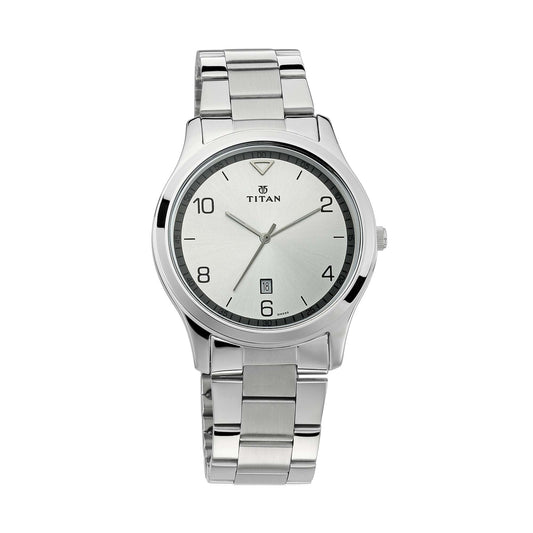 Titan Workwear White Dial Analog with Date Stainless Steel Strap watch for Men