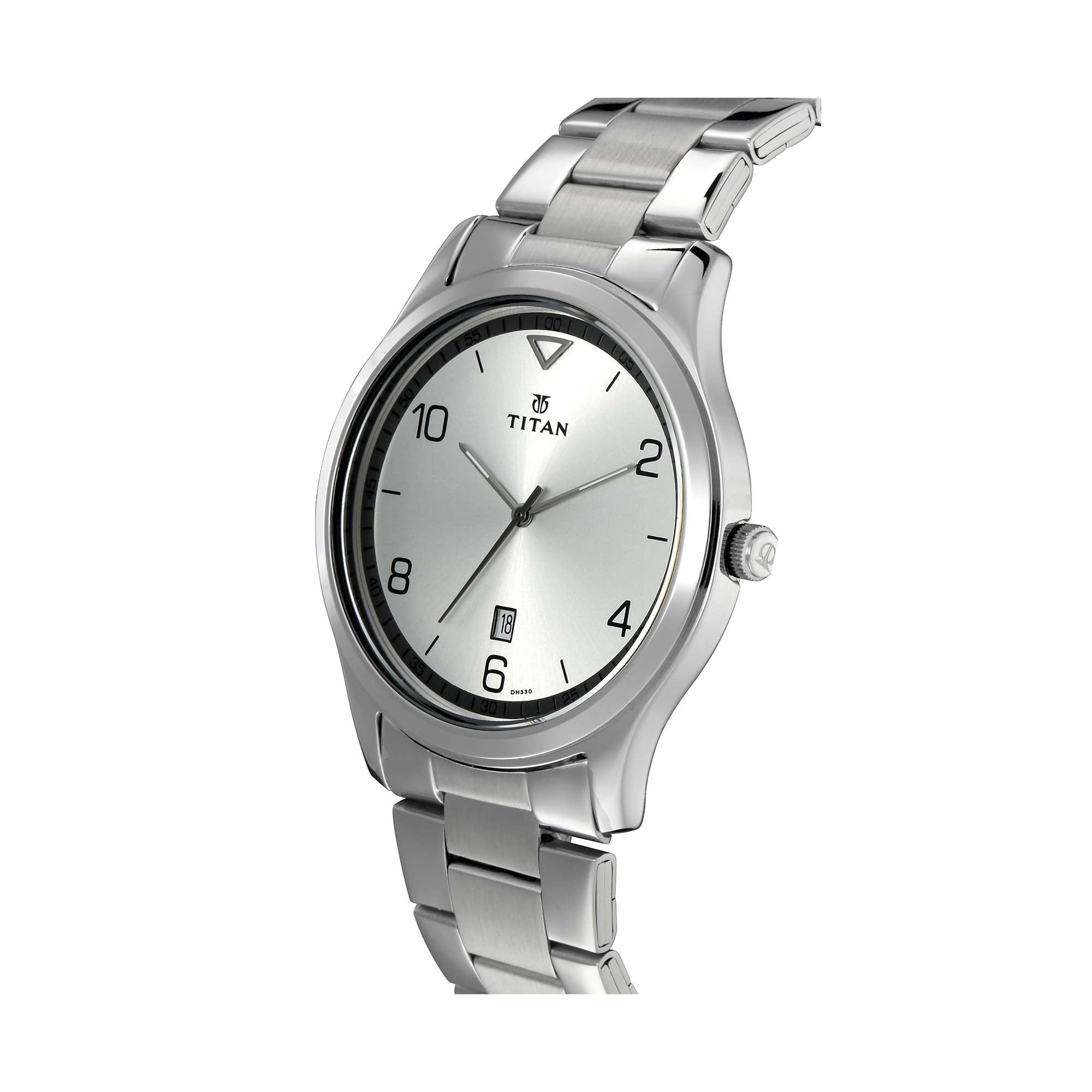 Titan Workwear White Dial Analog with Date Stainless Steel Strap watch for Men