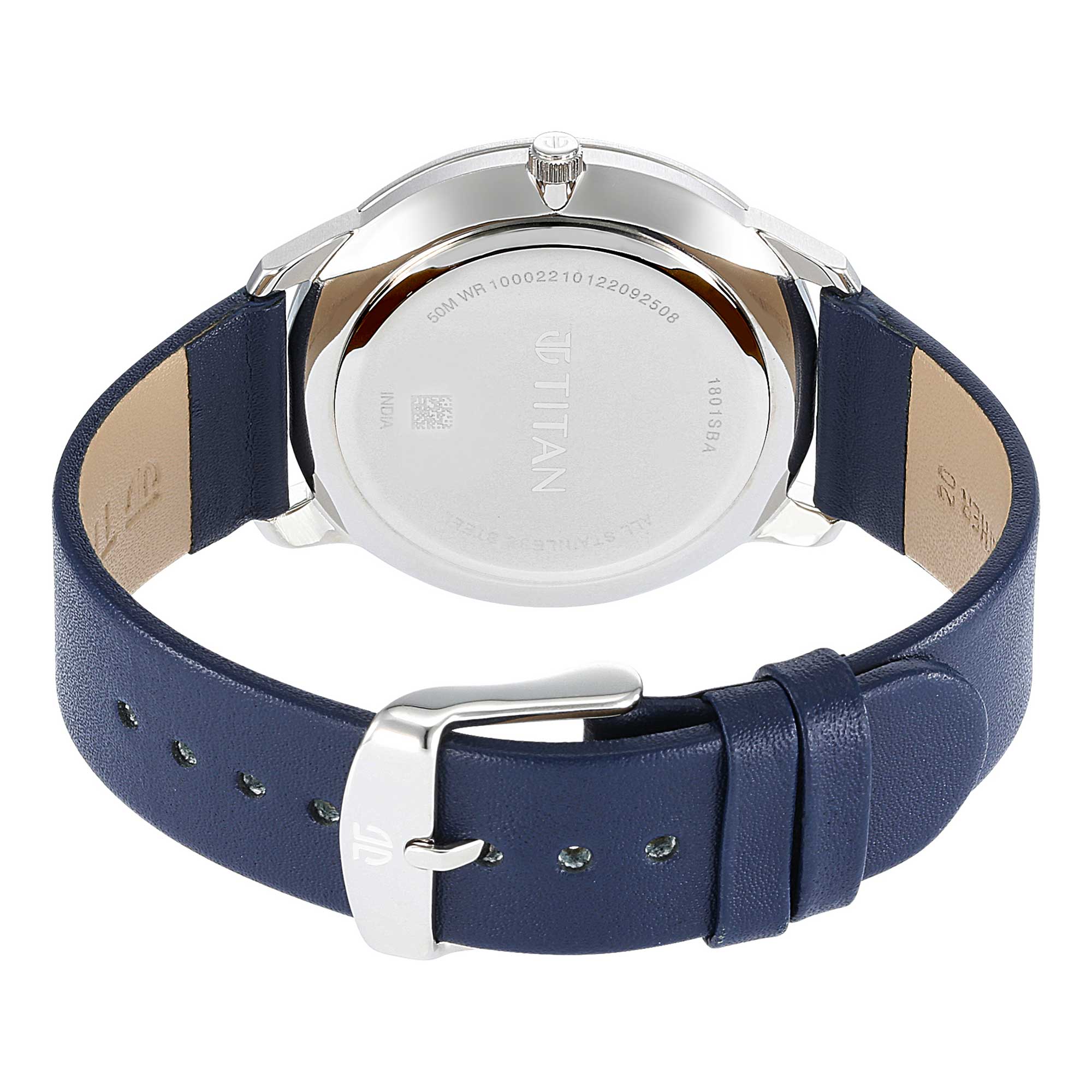 Titan Quartz Analog Silver Dial Leather Strap Watch for Men