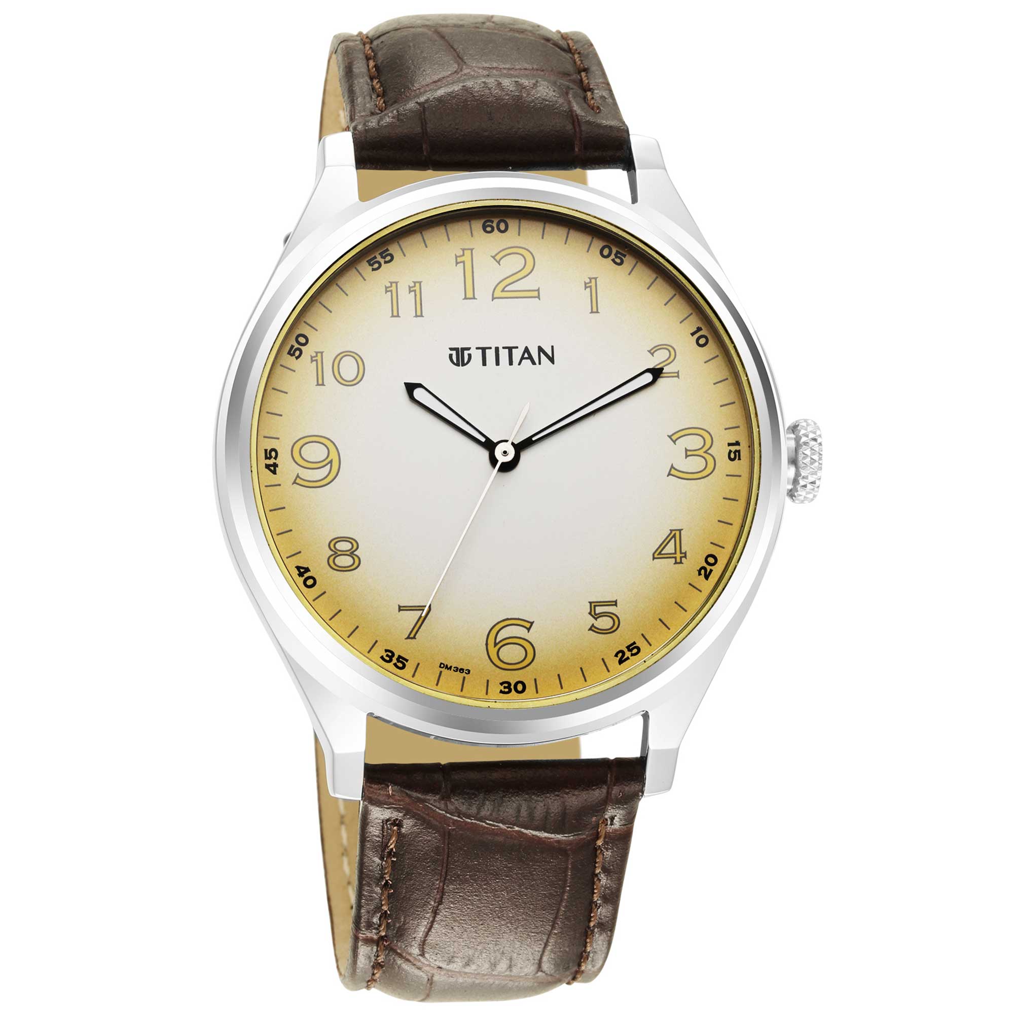 Titan Trendsetters Beige Dial Analog Leather Strap watch for Men