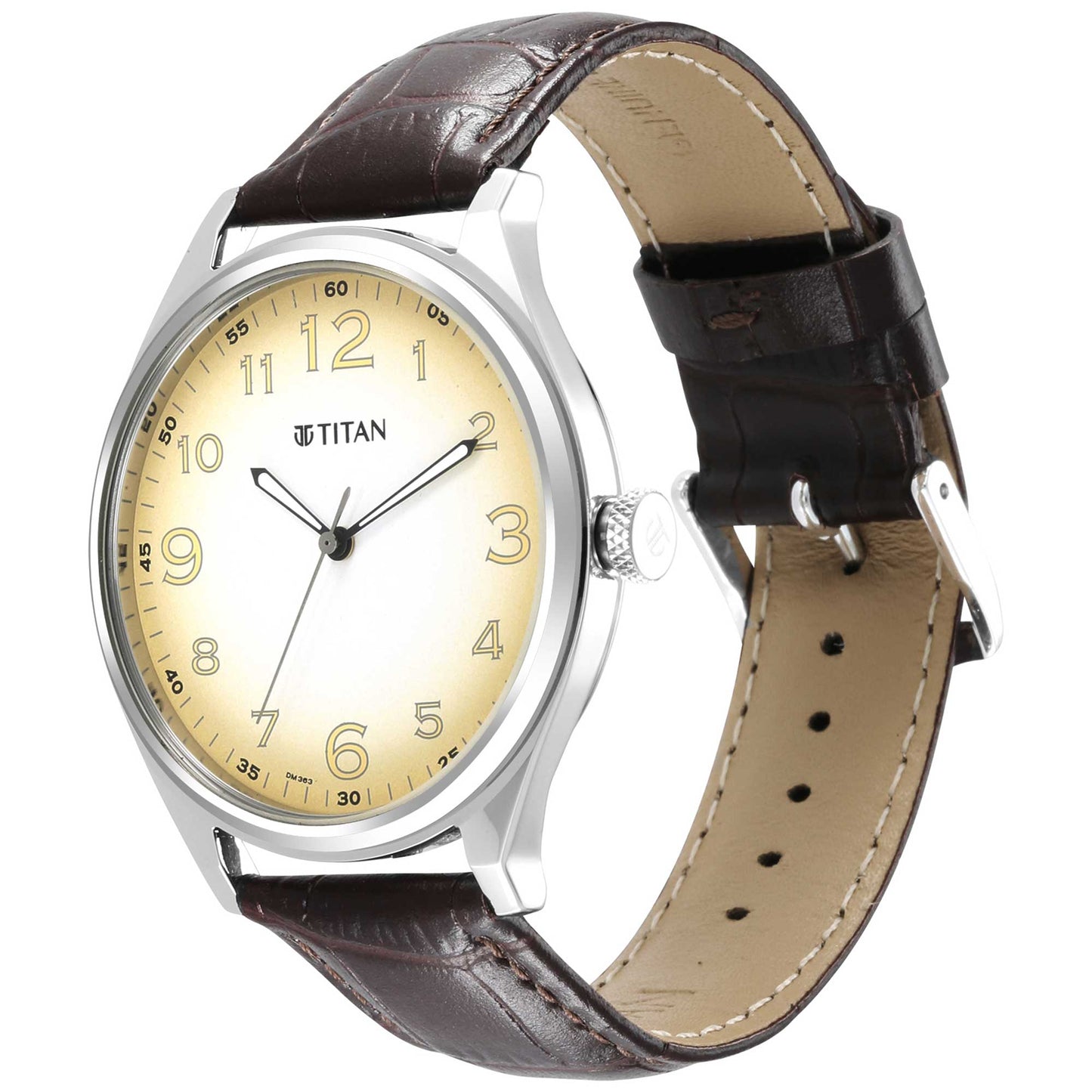 Titan Trendsetters Beige Dial Analog Leather Strap watch for Men