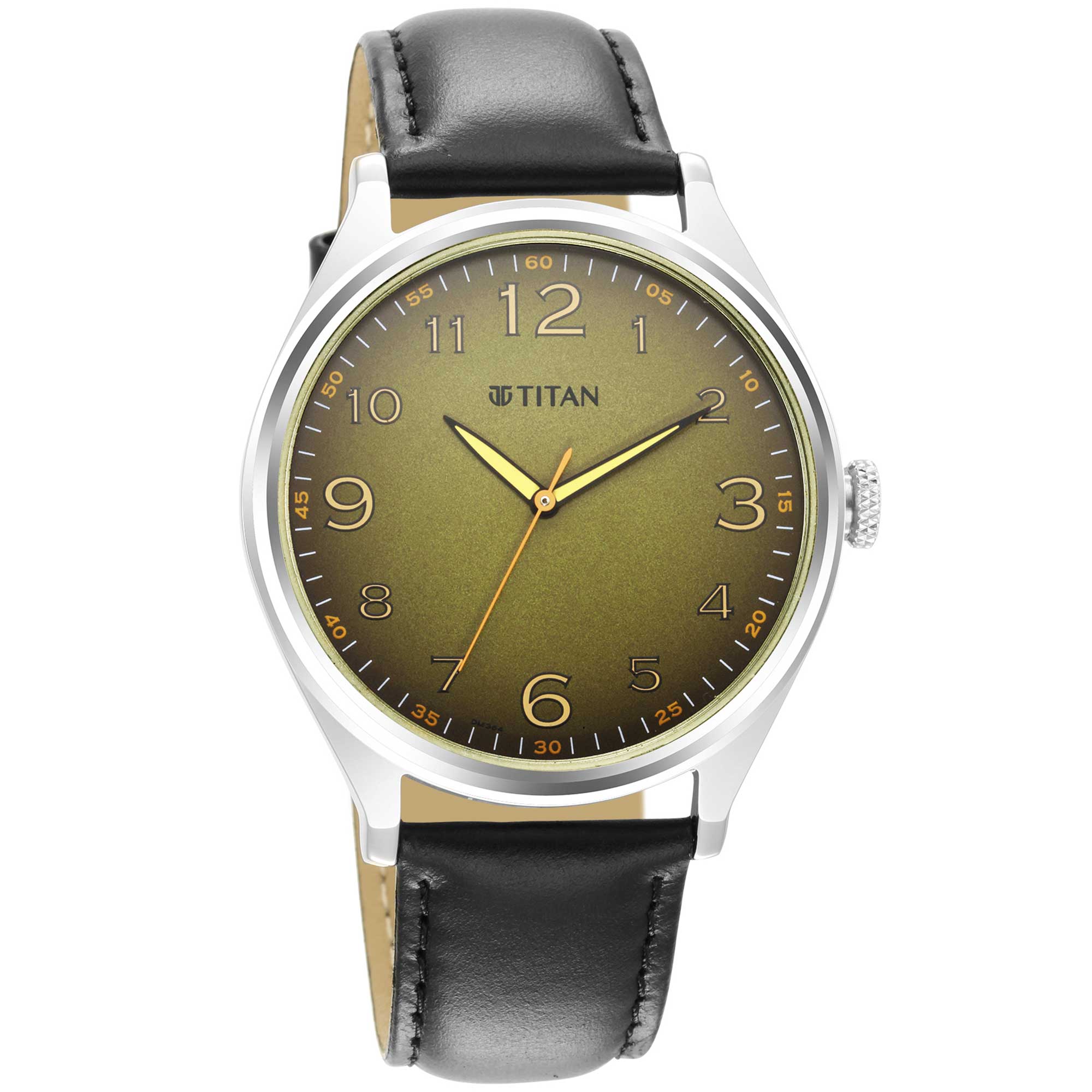 Titan Trendsetters Green Dial Analog Leather Strap Watch for Men