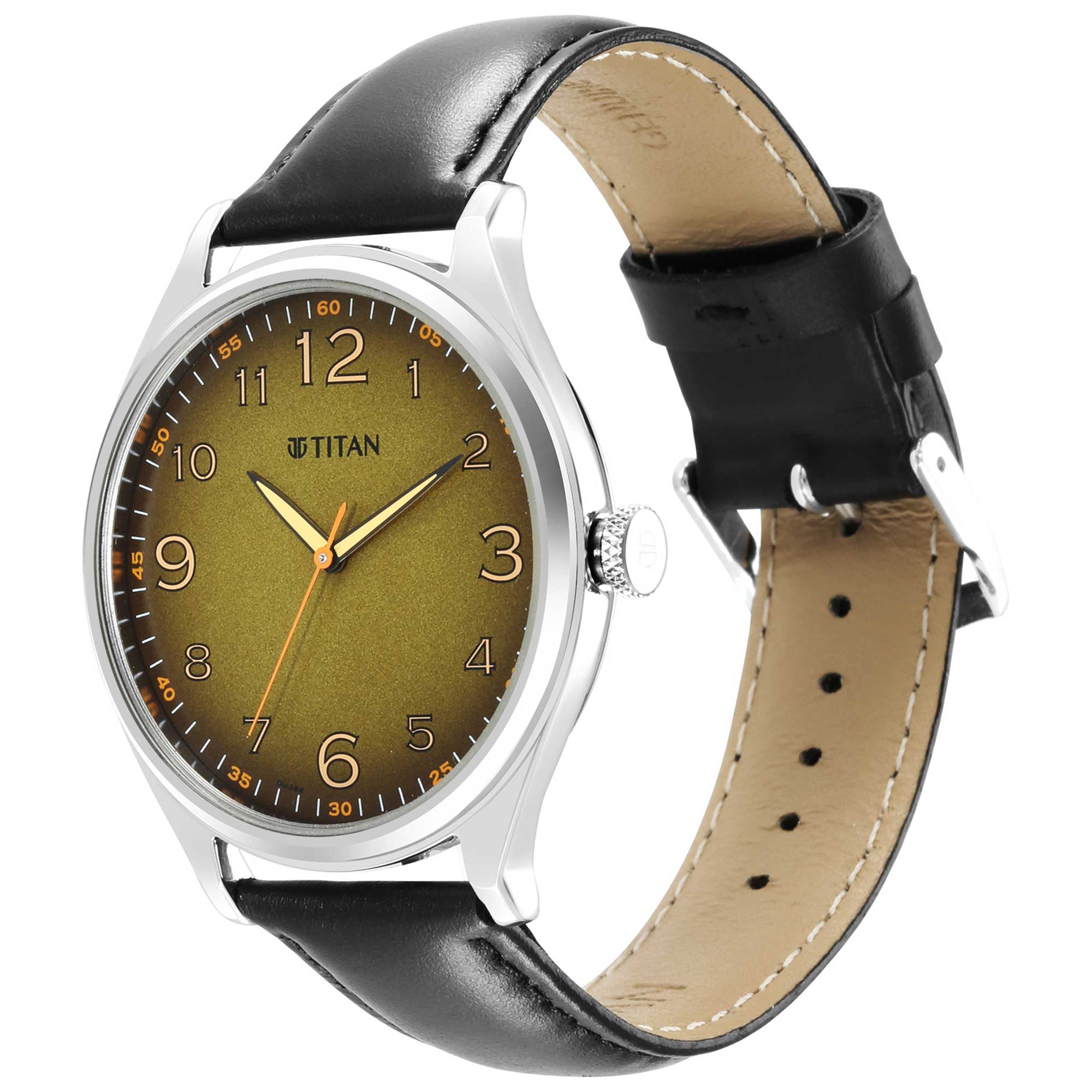 Titan Trendsetters Green Dial Analog Leather Strap Watch for Men