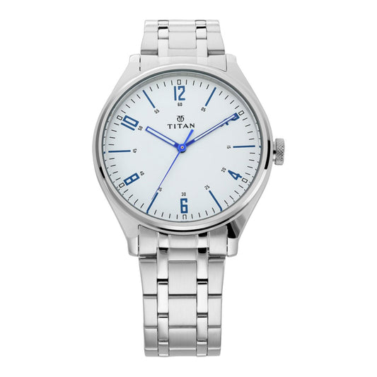 Titan Workwear White Dial Analog Metal Strap watch for Men