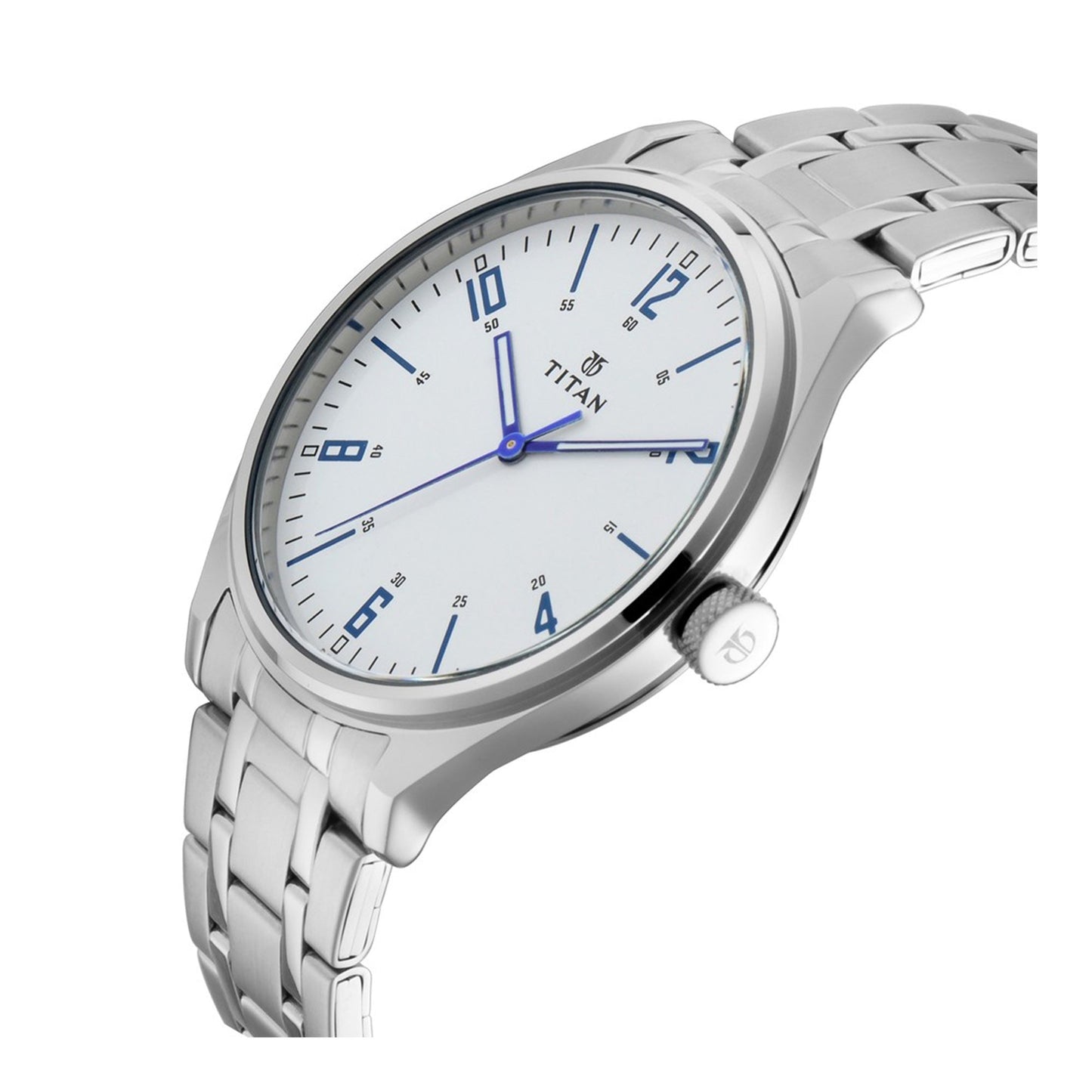 Titan Workwear White Dial Analog Metal Strap watch for Men