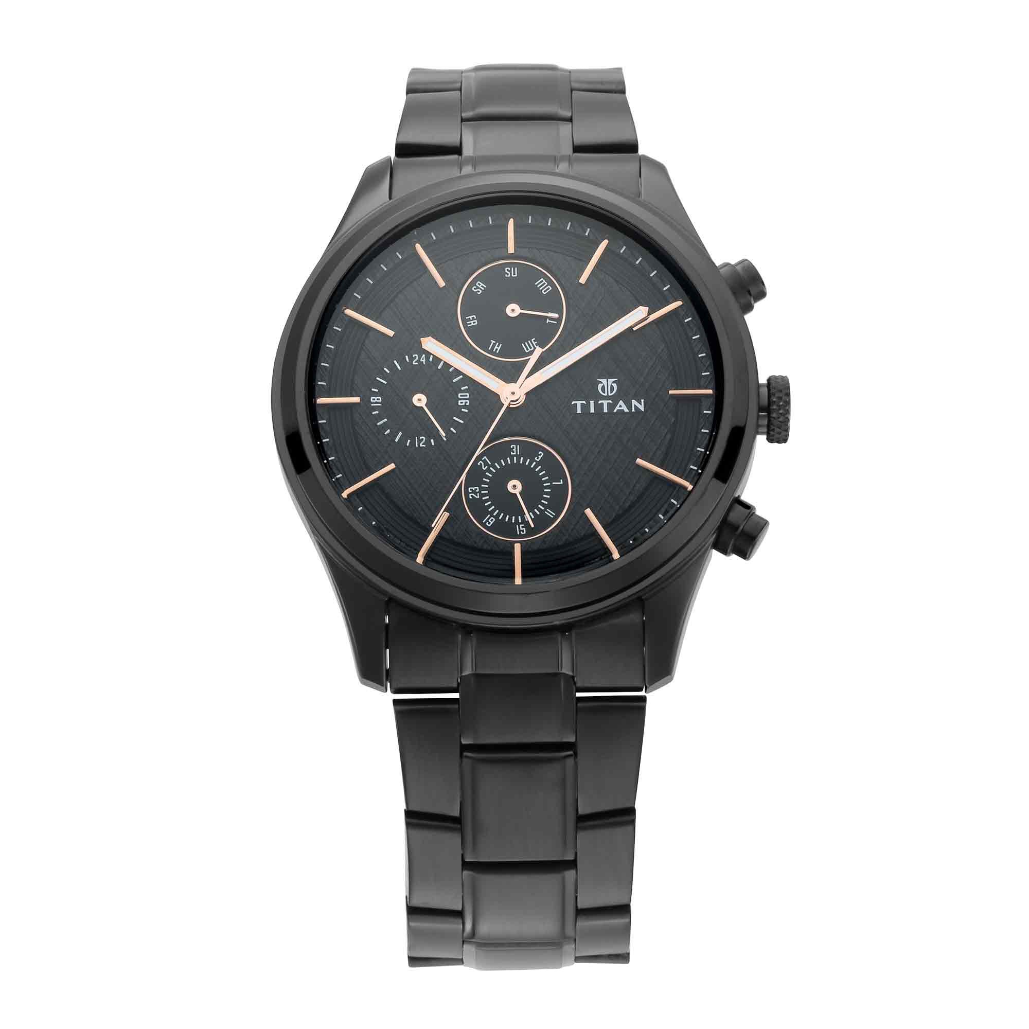 Titan Workwear Black Dial Multi Metal Strap watch for Men