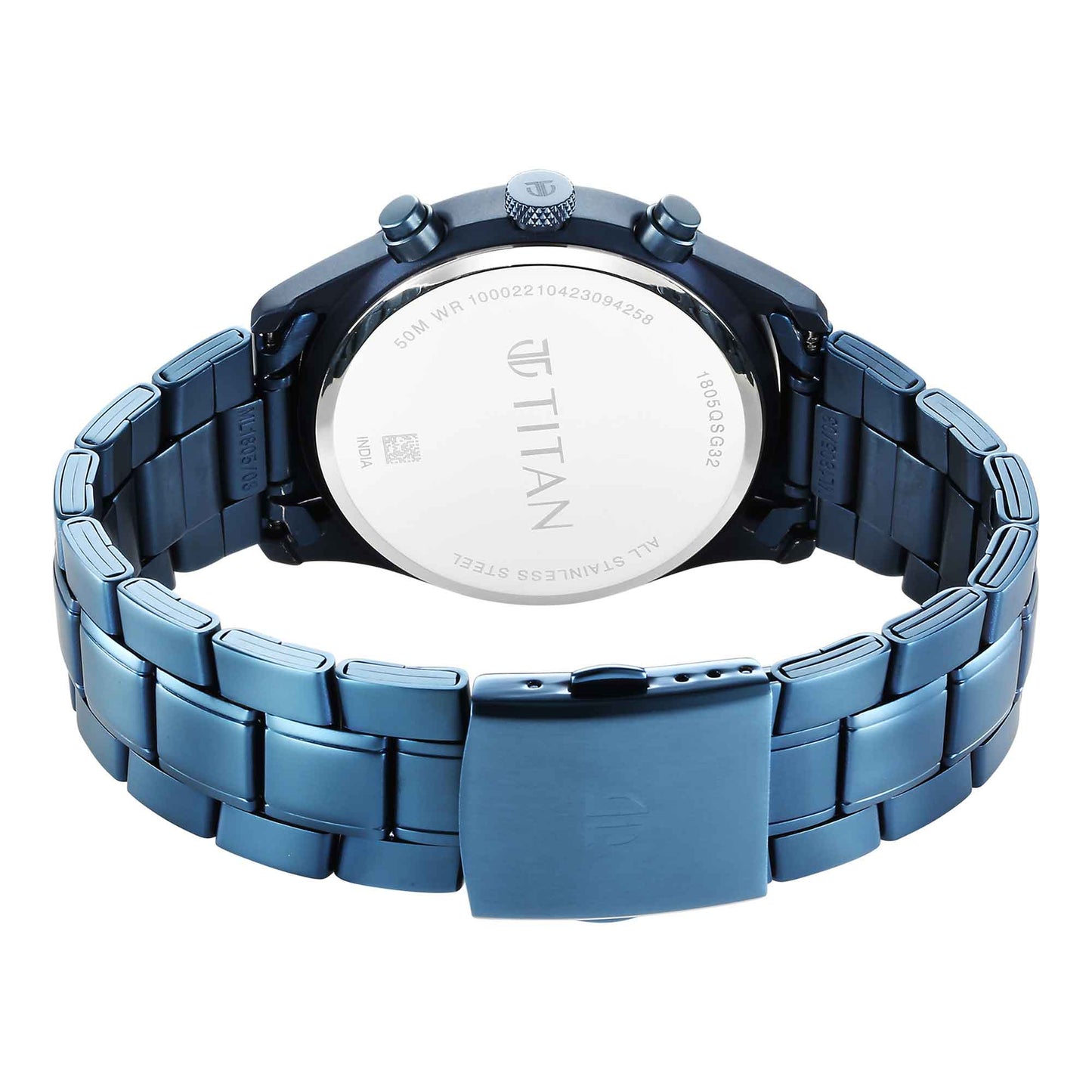 Titan Neo Splash Blue Dial Multi Stainless Steel Strap Watch for Men