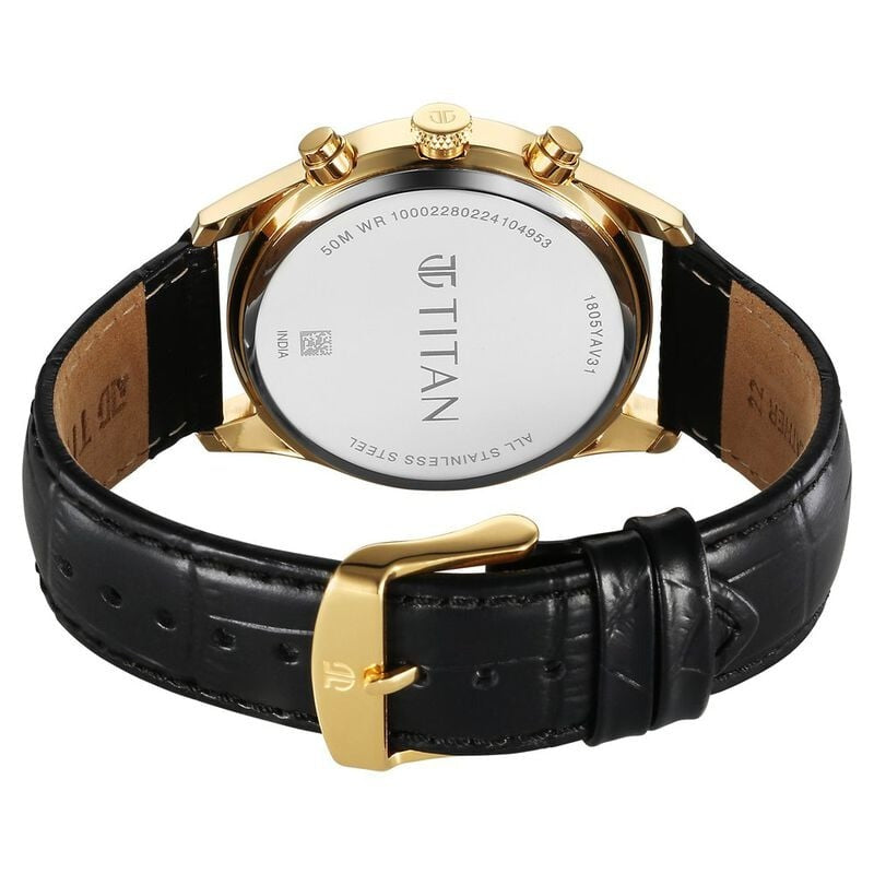 Titan Regalia Opulent Quartz Analog with Day and Date Red Dial Black Leather Strap Watch for Men