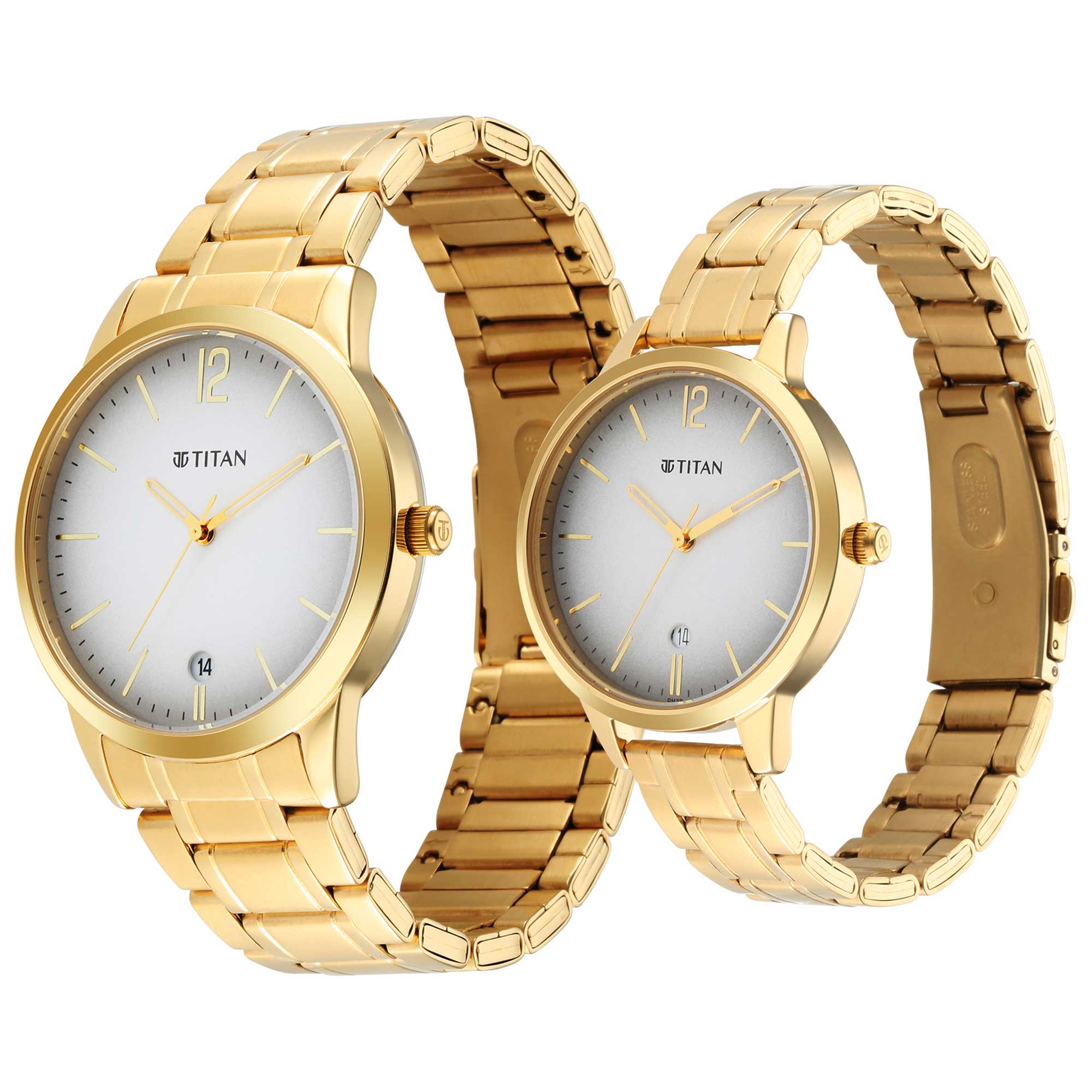 Titan Bandhan Grey Dial Analog Stainless Steel Strap Watch for Couple