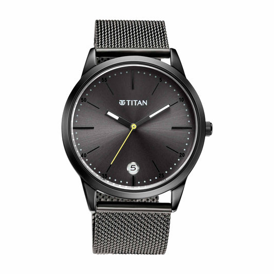 Titan Elmnt Gun Metal Analog Stainless Steel Strap watch for Men