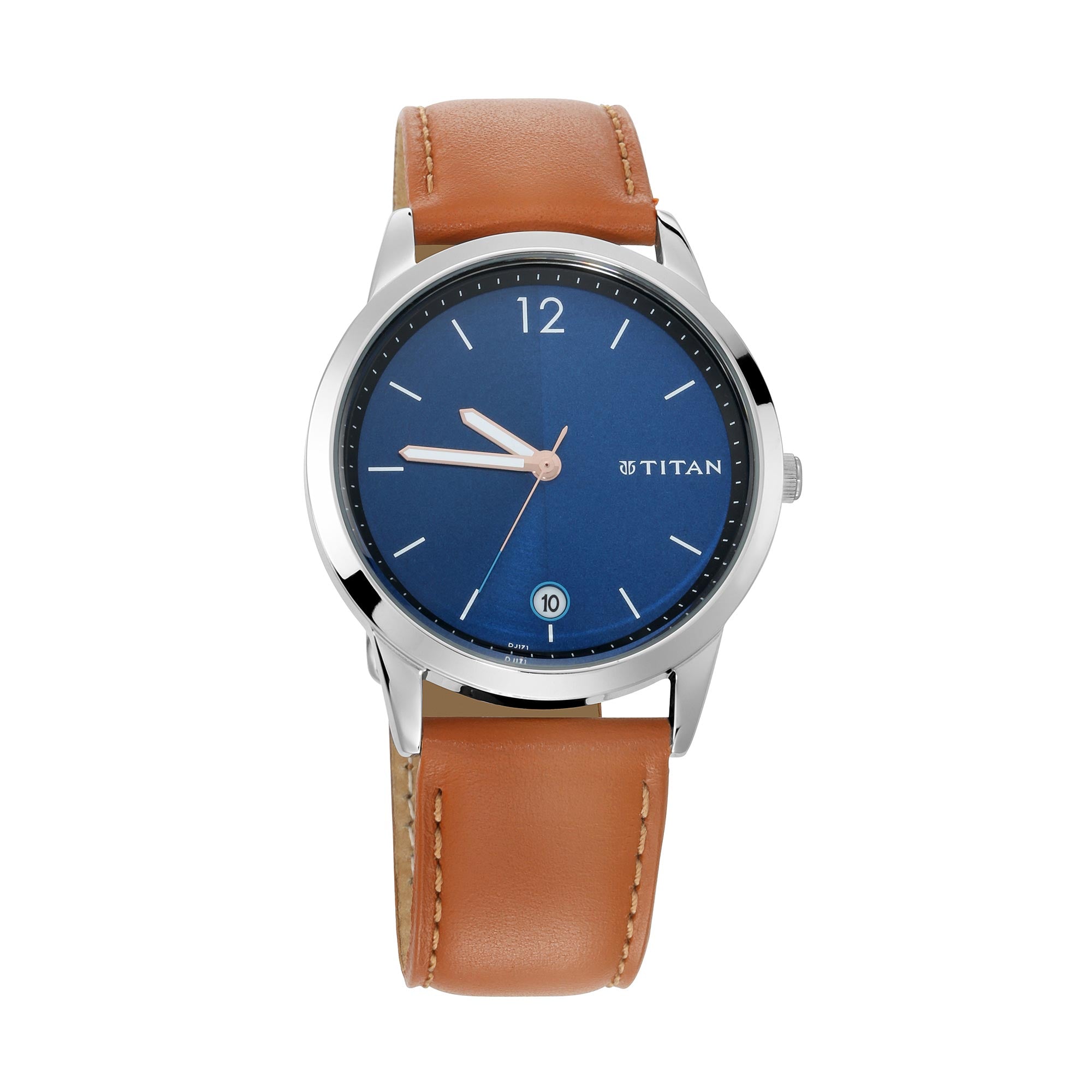 Titan Workwear Blue Dial Analog with Date Leather Strap watch for Men