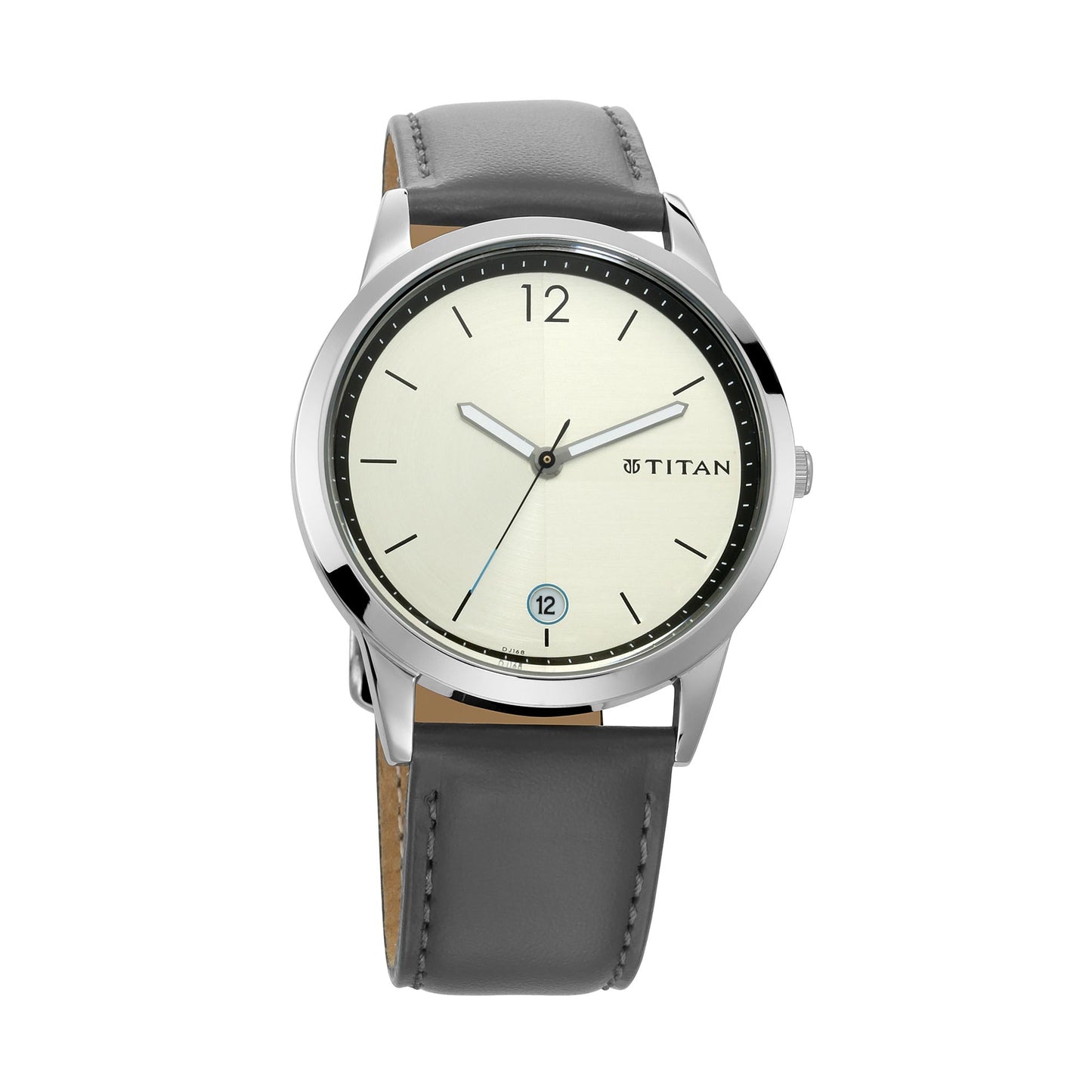 Titan Quartz Analog with Date Silver Dial Leather Strap Watch for Men