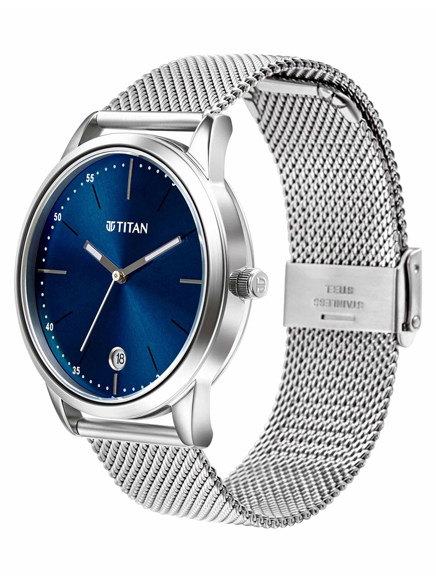 Titan 1806SM04 Elmnt Midnight Blue Dial Stainless Steel Strap Men Watch