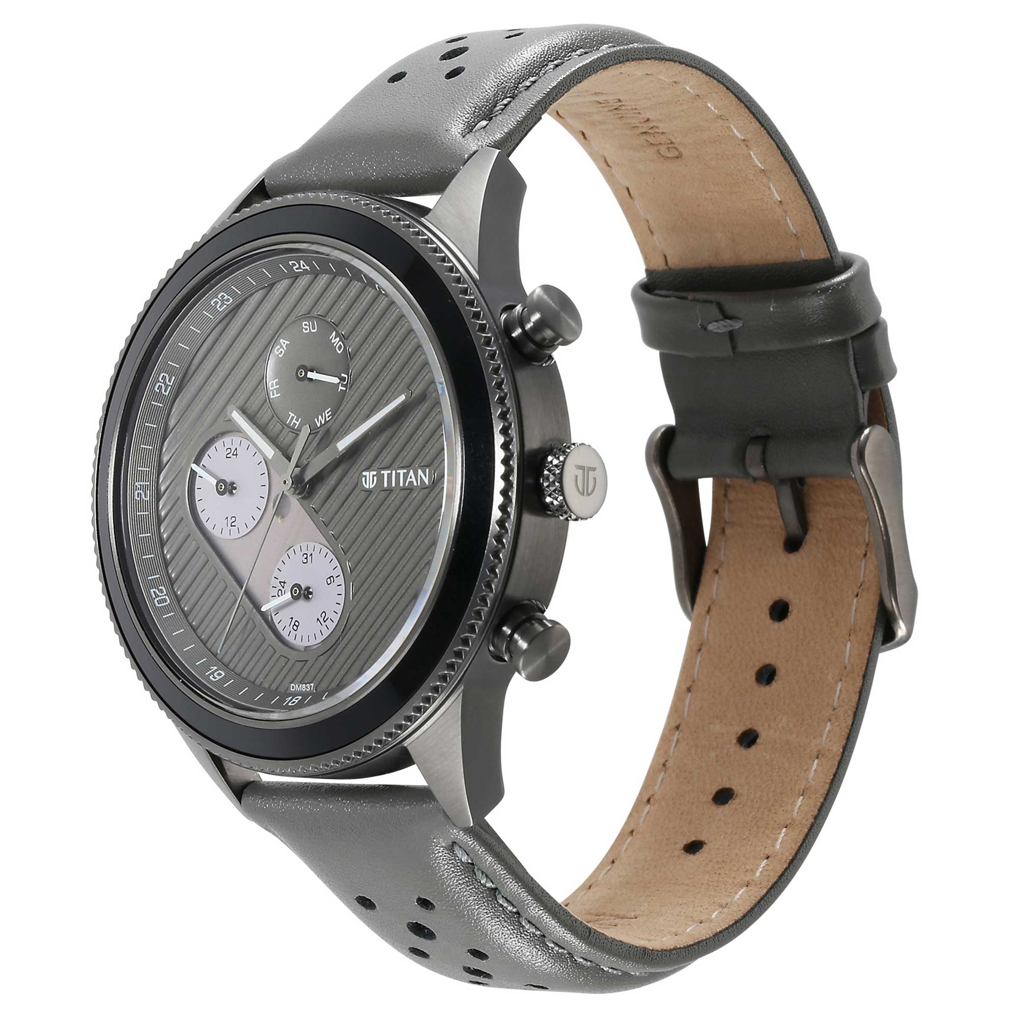 Titan Quartz Analog Anthracite Dial Leather Strap Watch for Men