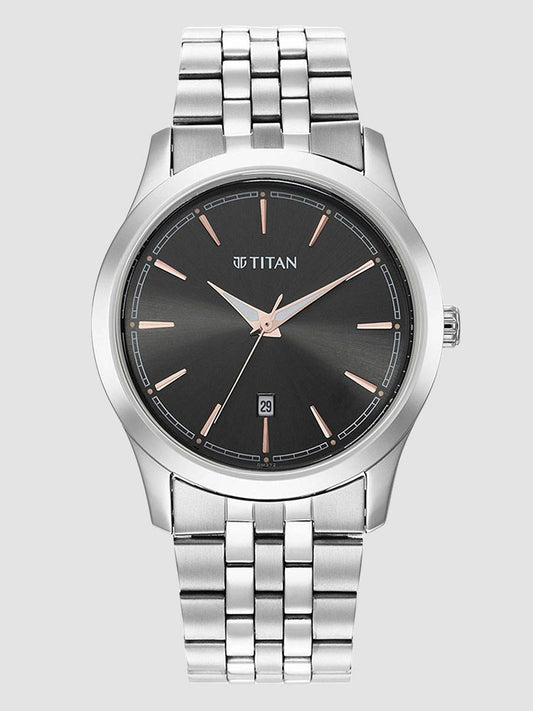 Titan Quartz Analog Anthracite Dial Stainless Steel Strap Watch for Men