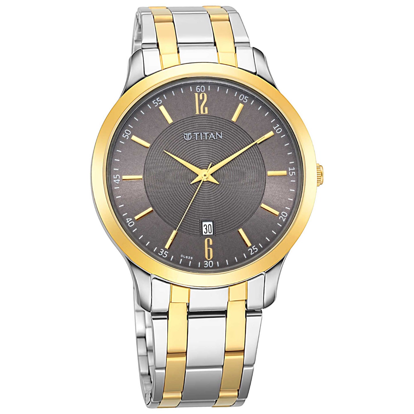 Titan Analog with Date Brown Dial Metal Strap watch for Men