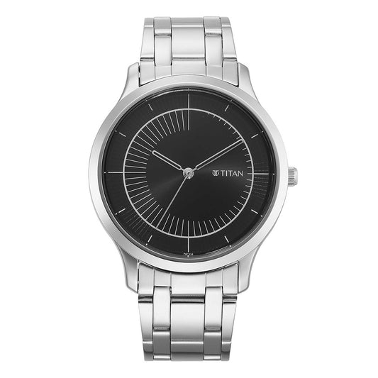 Titan Yin & Yang Black Dial Analog Stainless steel Strap Watch for Men