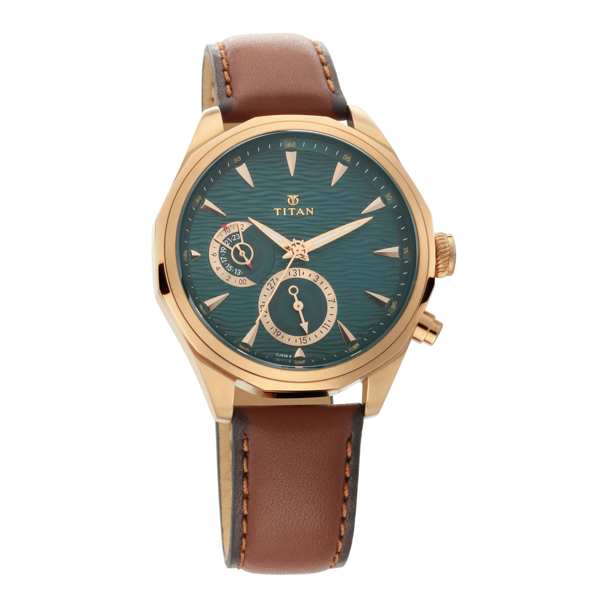 Titan Maritime Green Dial Multi Leather Strap watch for Men