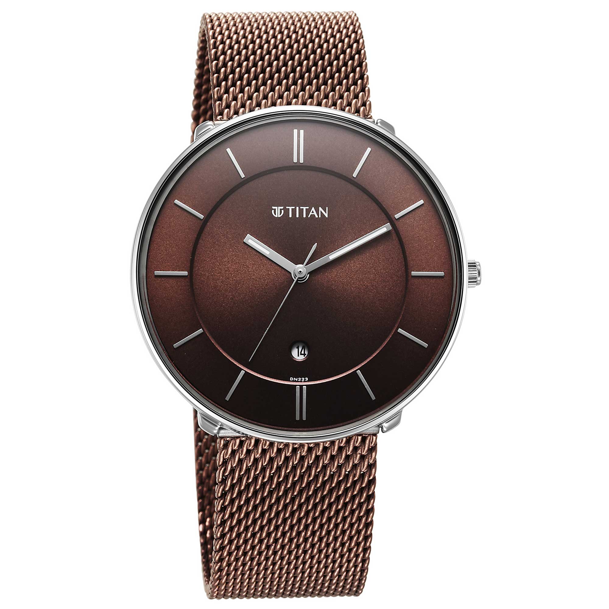 Titan Noir Brown Dial Analog Stainless Steel Strap watch for Men