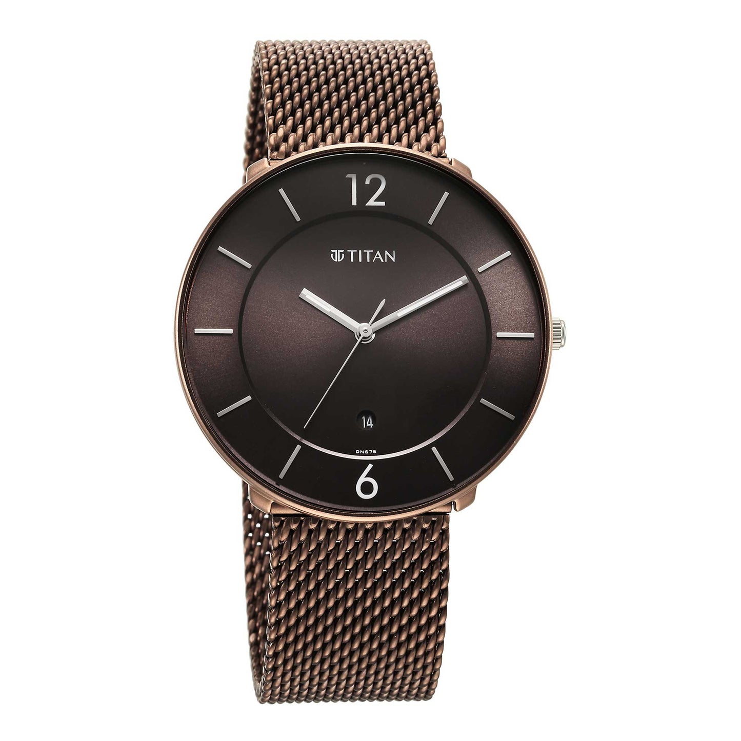 Titan Neo Splash Quartz Analog with Date Brown Dial Stainless Steel Strap Watch for Men