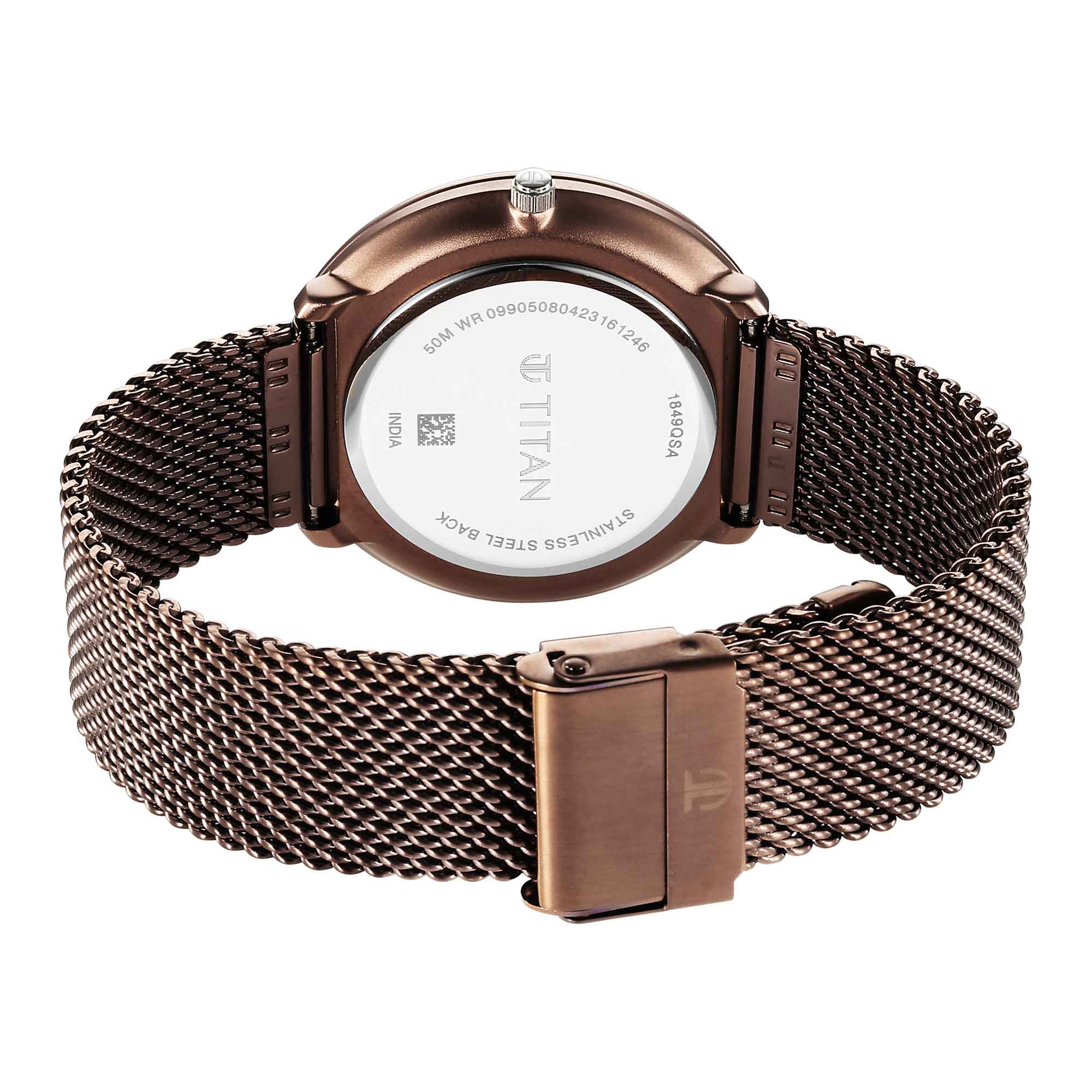 Titan Neo Splash Quartz Analog with Date Brown Dial Stainless Steel Strap Watch for Men