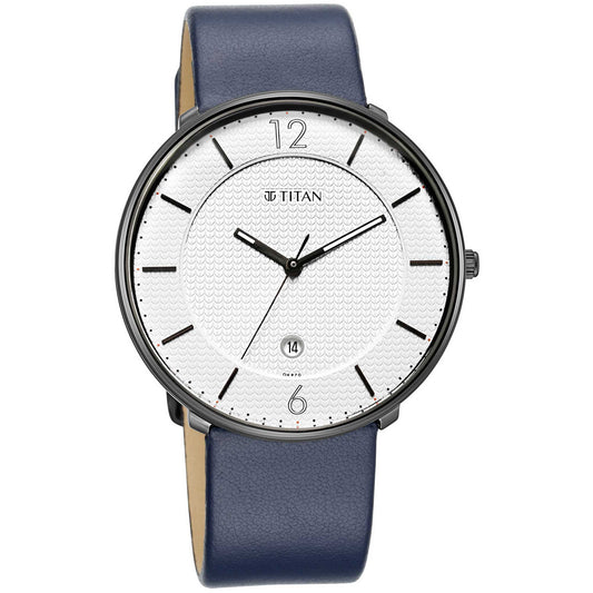 Titan Minimals White Dial Analog Leather Strap watch for Men