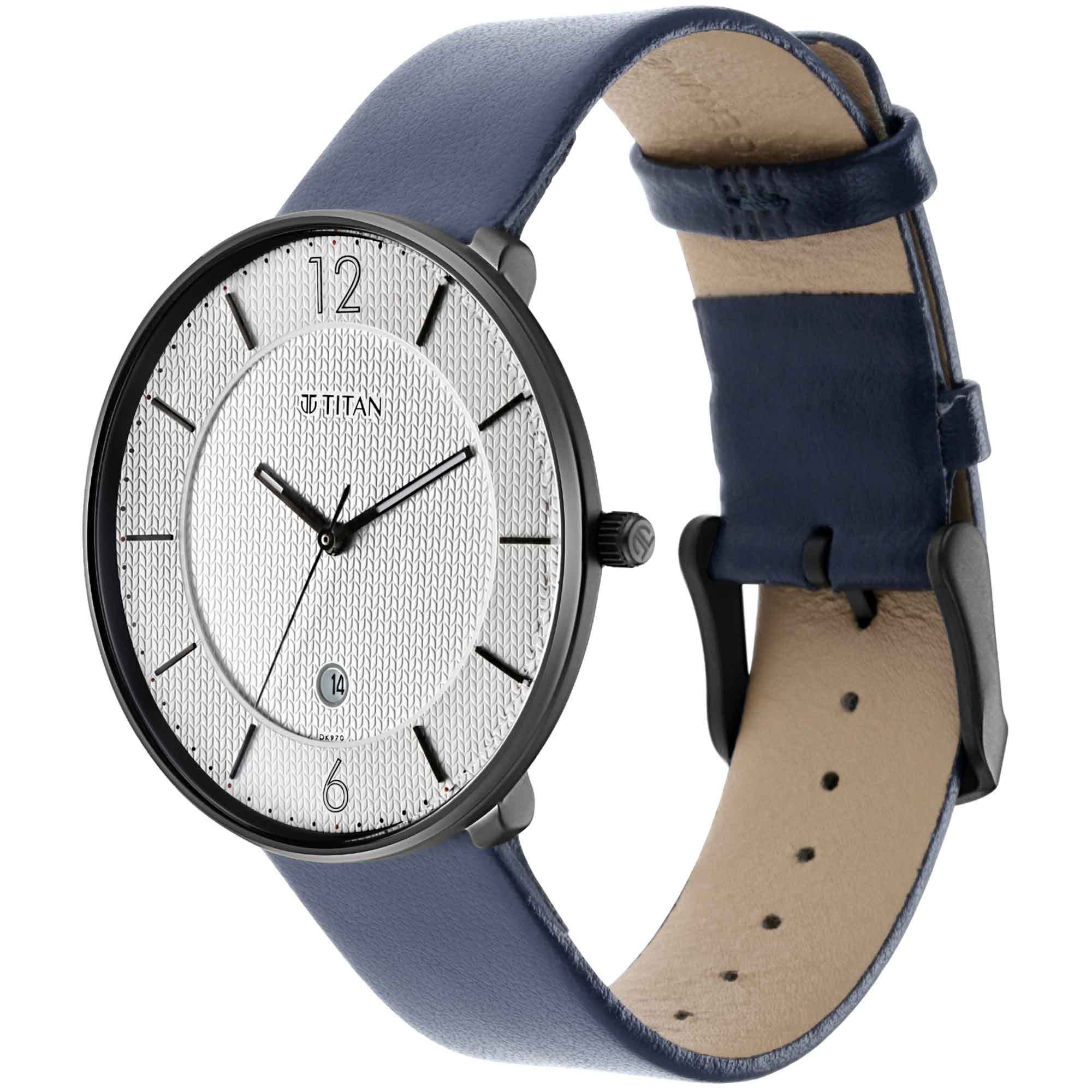 Titan Minimals White Dial Analog Leather Strap watch for Men