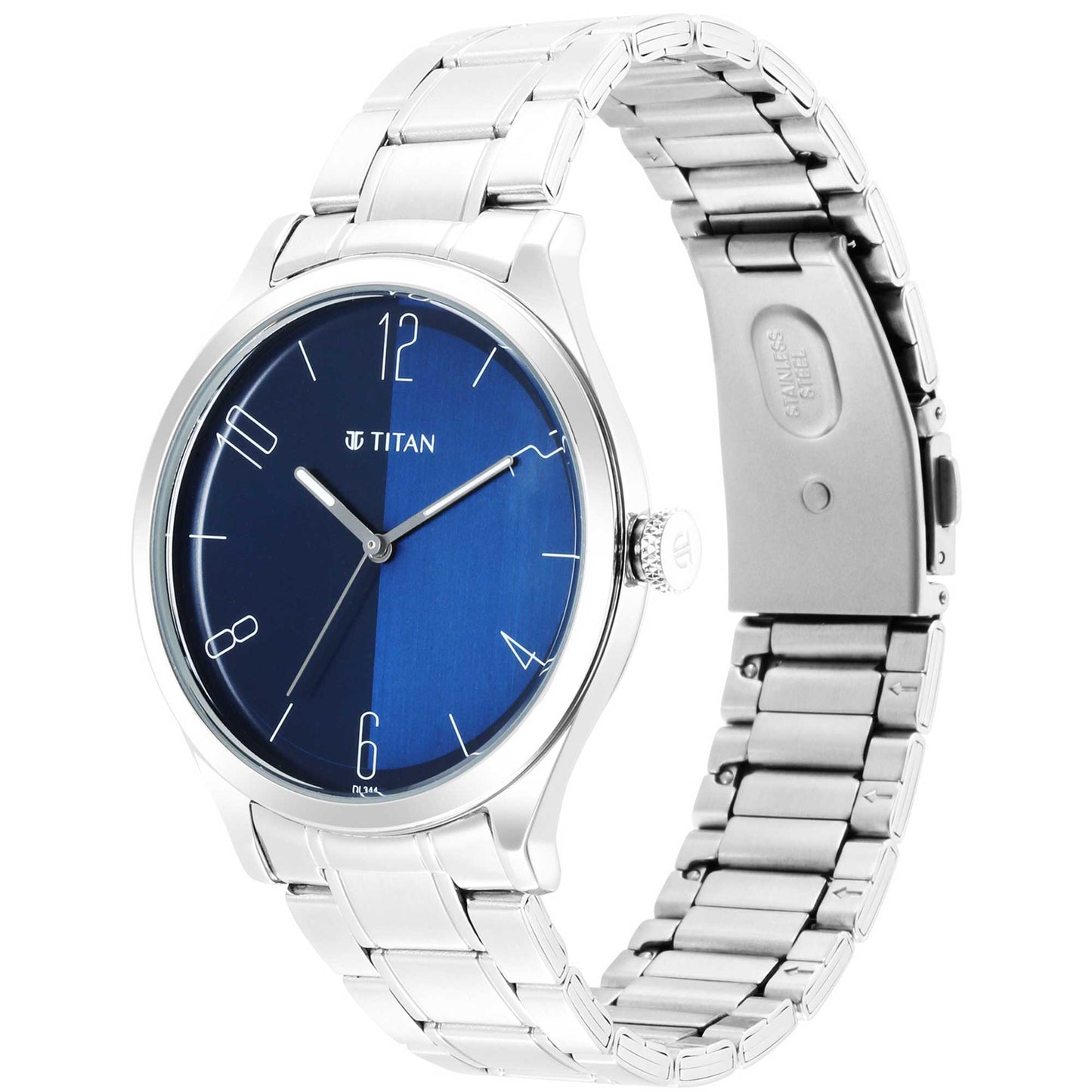 Titan Quartz Analog Blue Dial Stainless Steel Strap Watch for Men