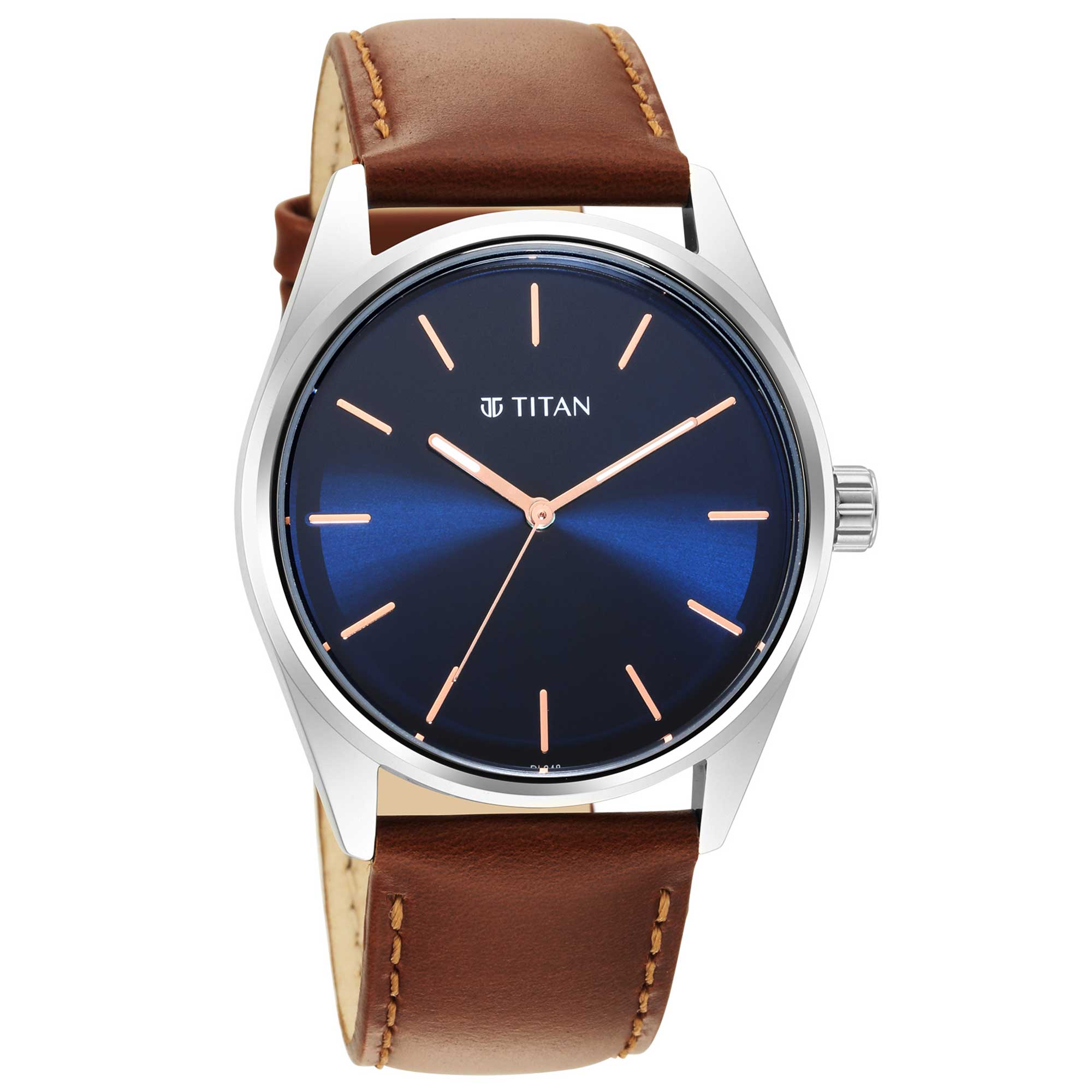 Titan Quartz Analog Blue Dial Leather Strap Watch for Men