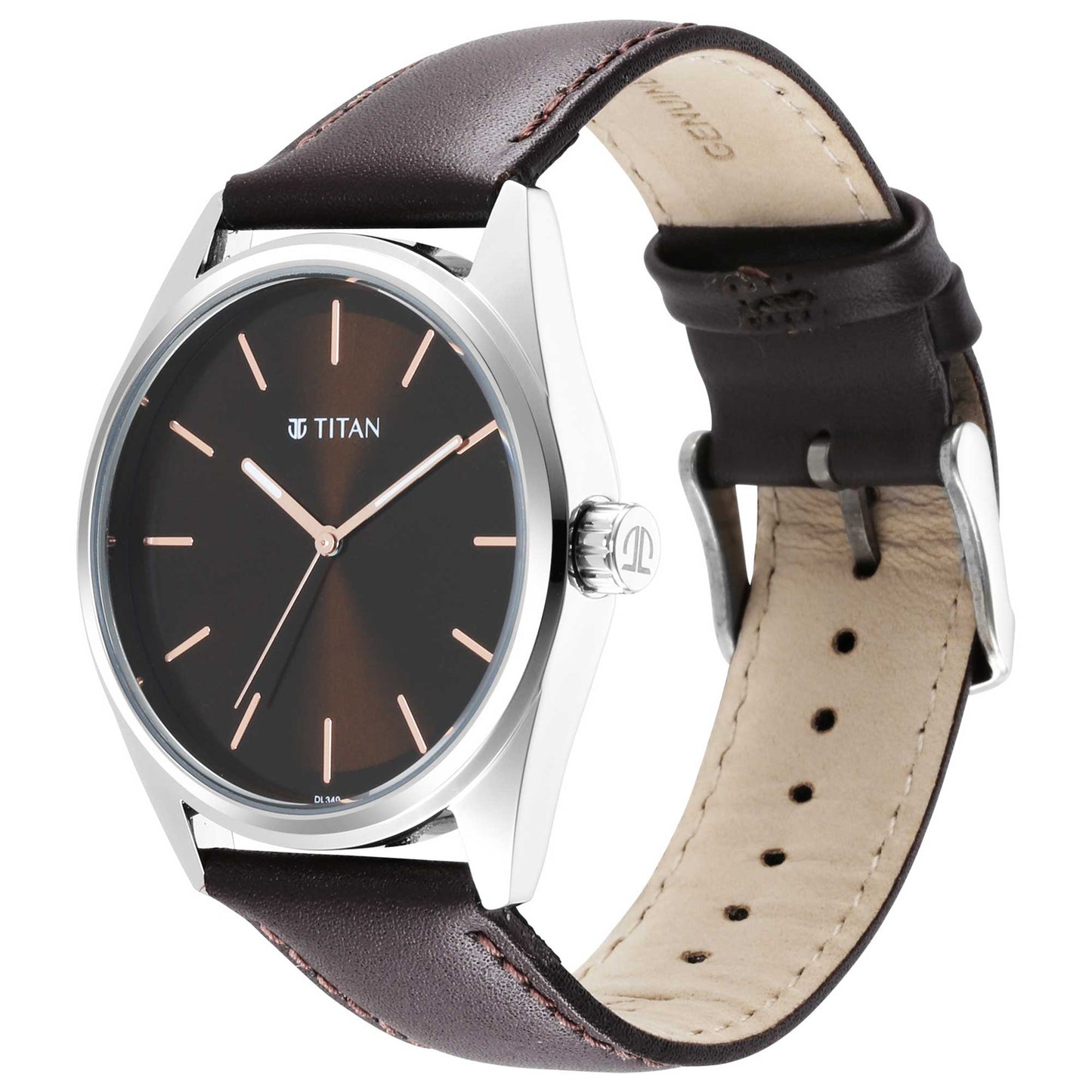 Titan Workwear Brown Dial Analog Leather Strap Watch Men
