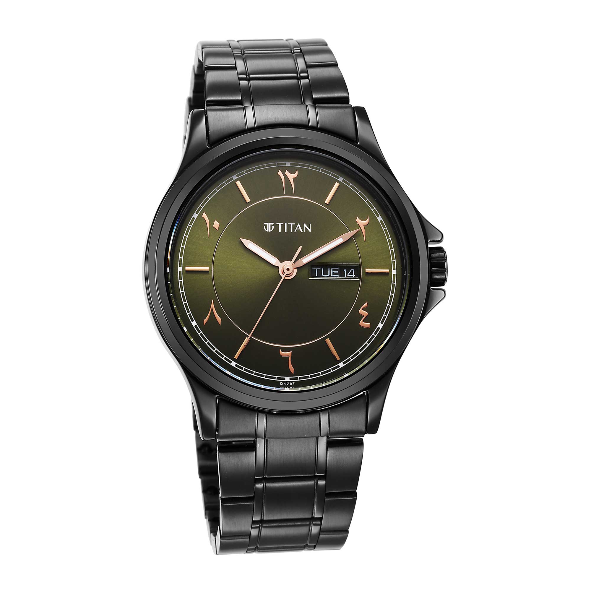 Titan Marhaba Green Dial Analog Stainless Steel Strap Watch for Men