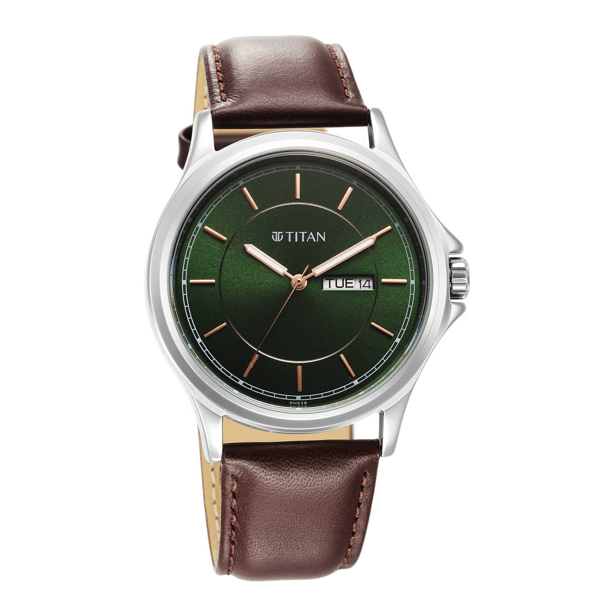 Titan Urban Green Dial Analog Leather Strap Watch for Men