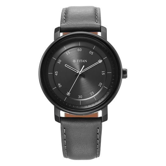 Titan Workwear Quartz Analog Anthracite Dial Leather Strap Watch for Men