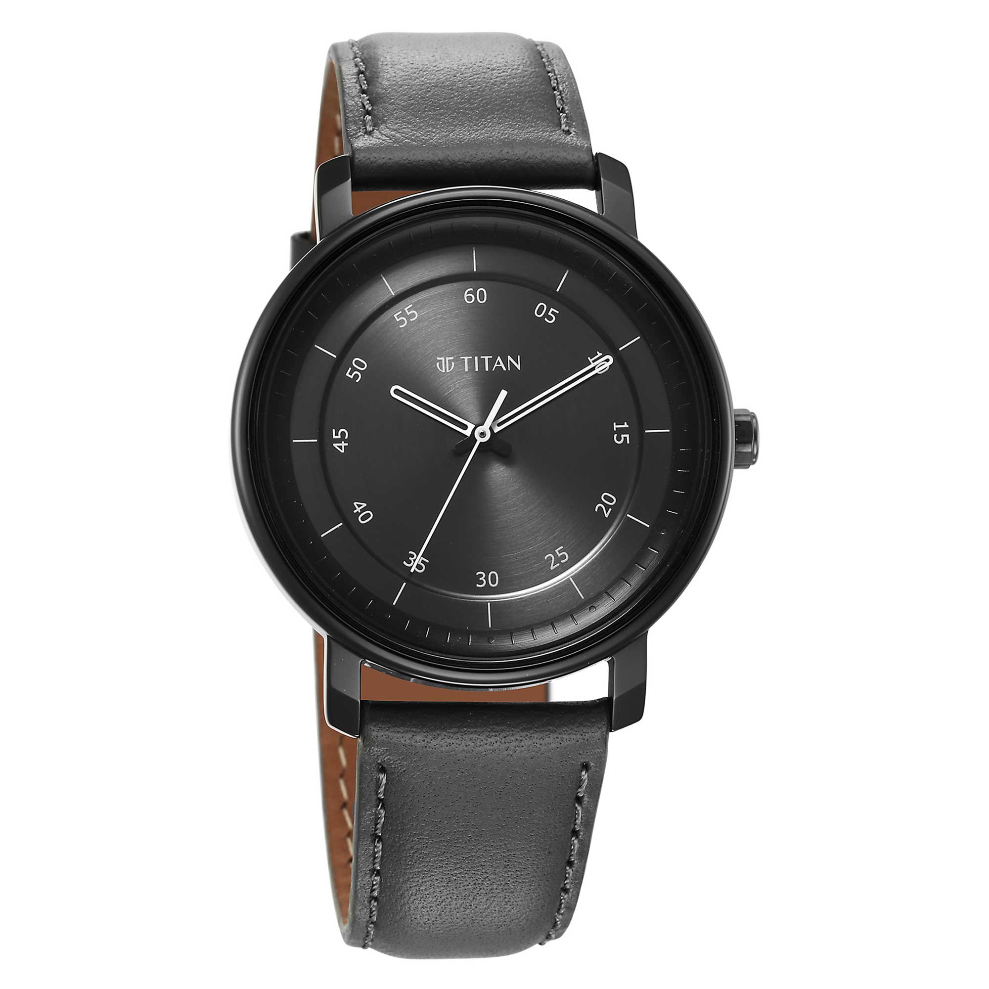 Titan Workwear Quartz Analog Anthracite Dial Leather Strap Watch for Men