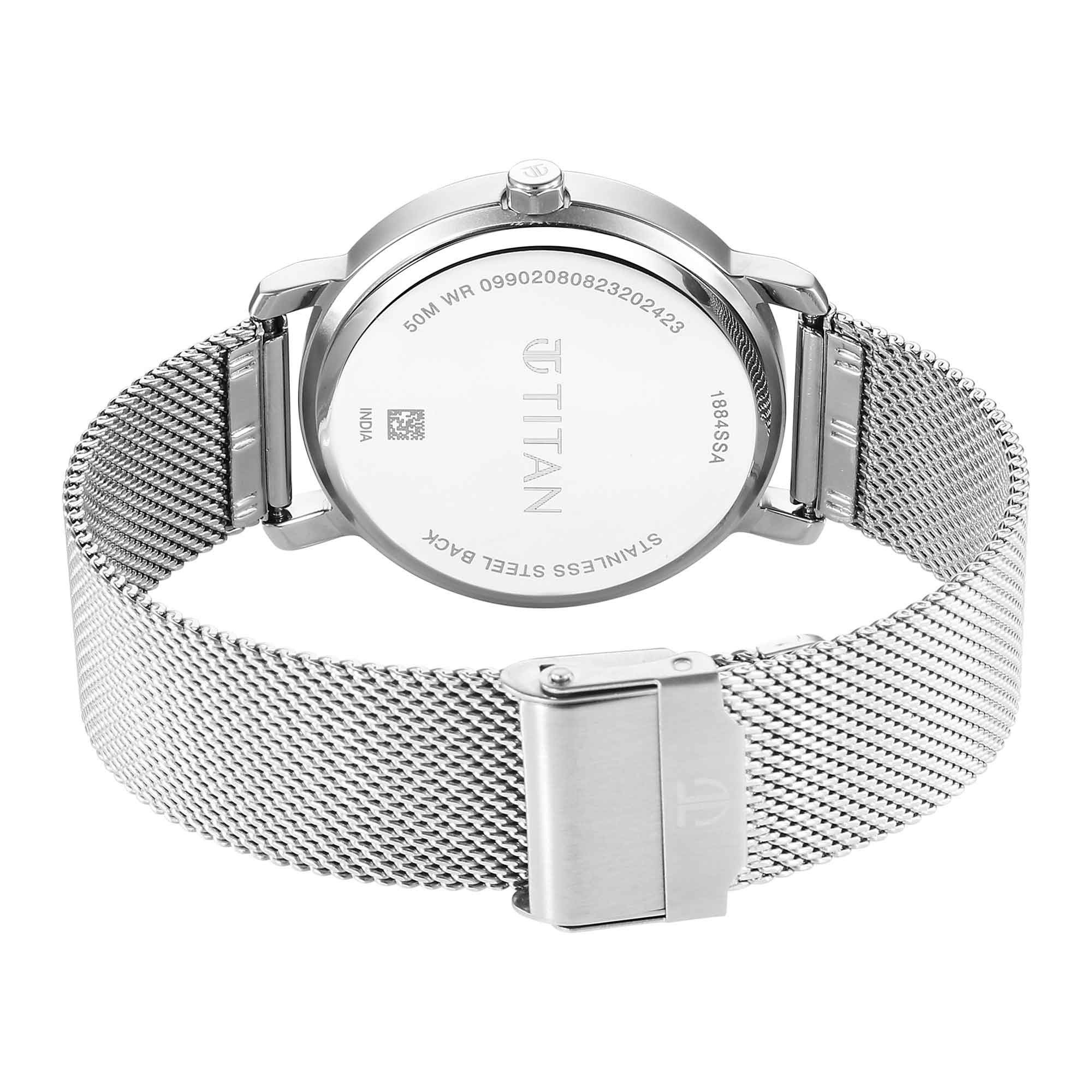 Titan Workwear Quartz Analog Silver Dial Stainless Steel Strap Watch for Men