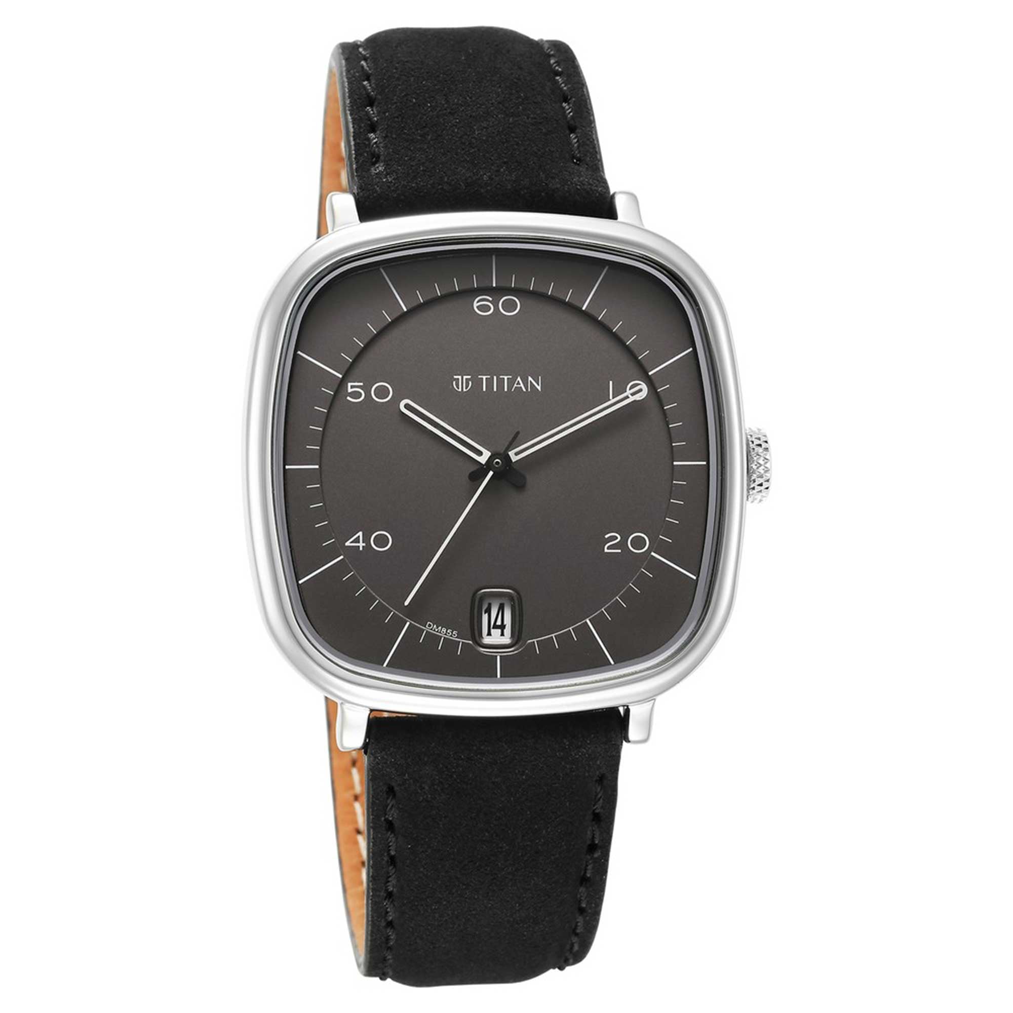 Titan Neo Curve Quartz Analog Anthracite Dial Black Leather Strap Watch for Men