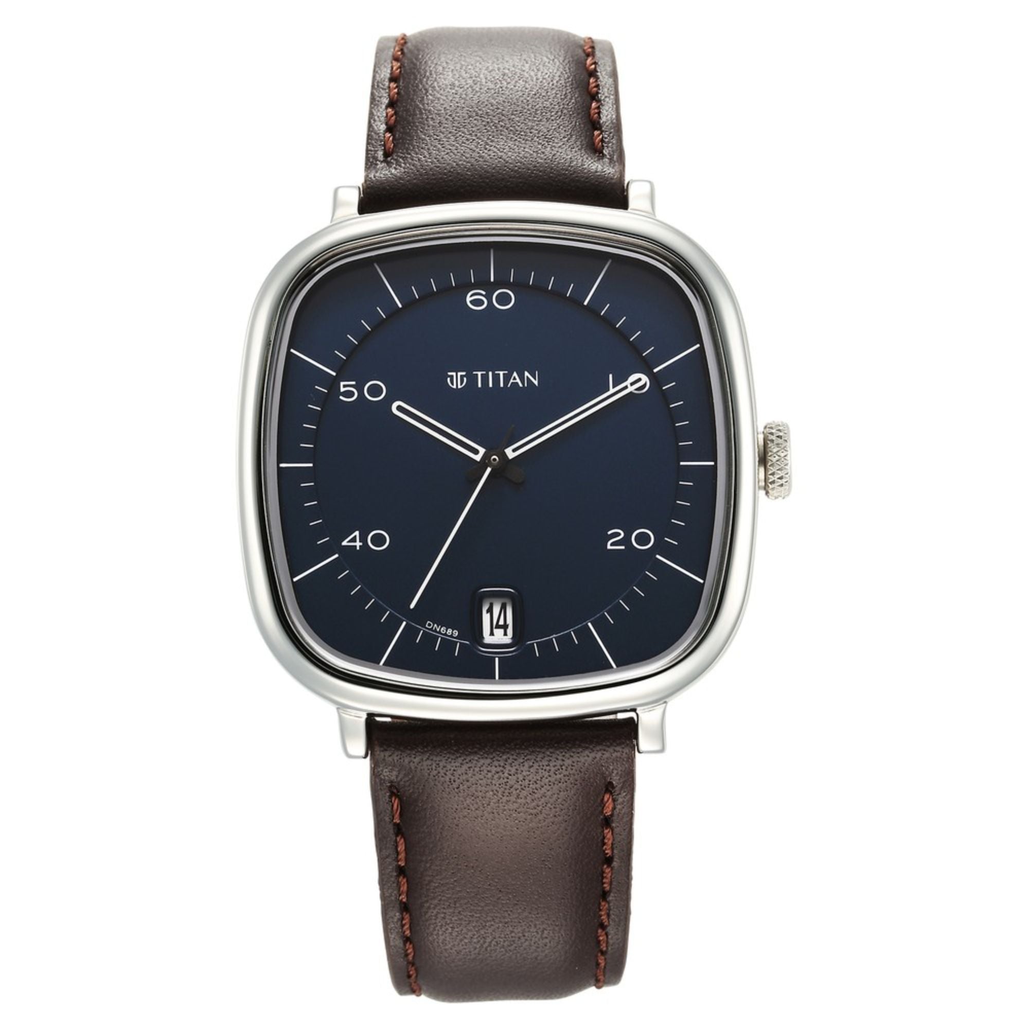 Titan Neo Curve Quartz Analog Anthracite Dial Brown Leather Strap Watch for Men