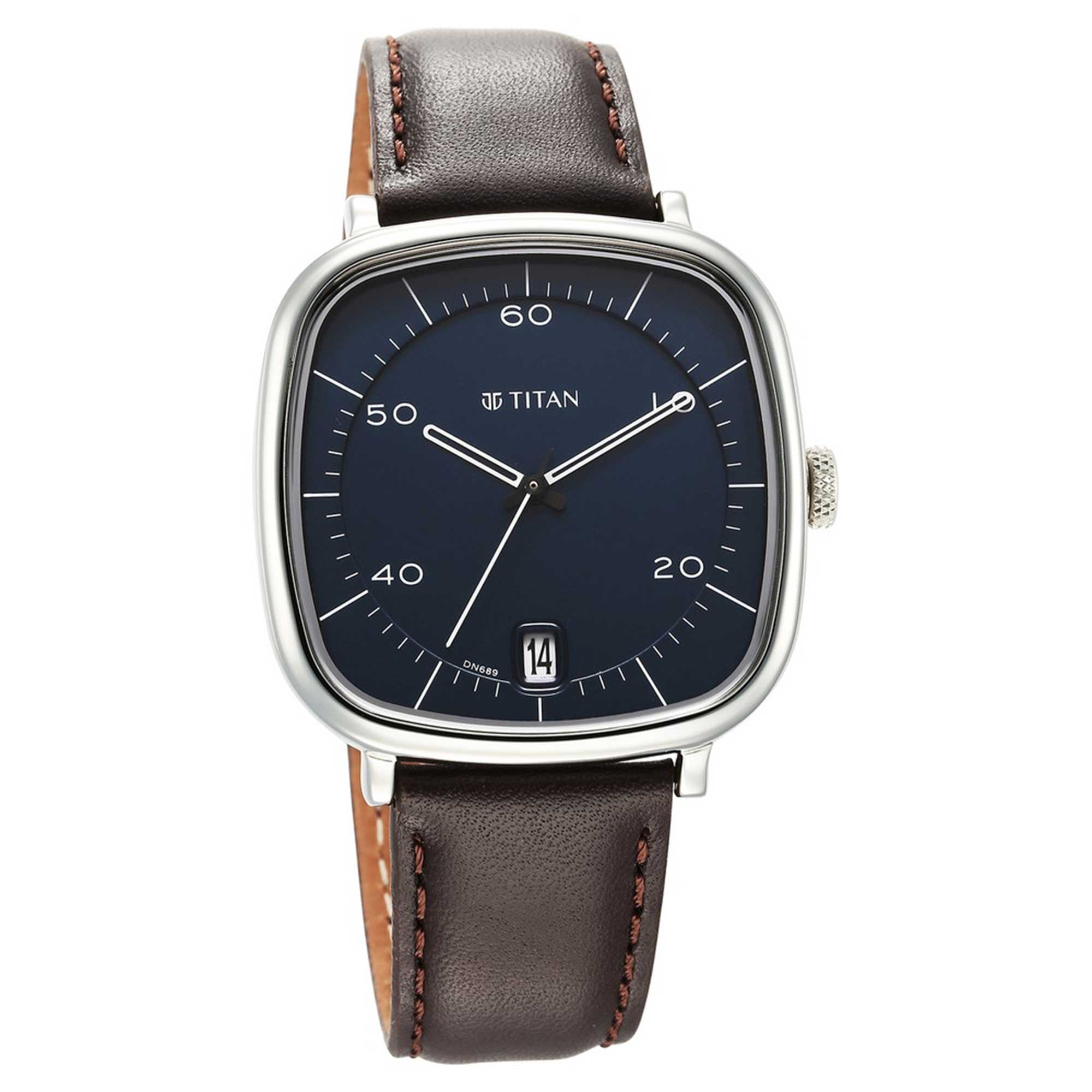 Titan Neo Curve Quartz Analog Anthracite Dial Brown Leather Strap Watch for Men