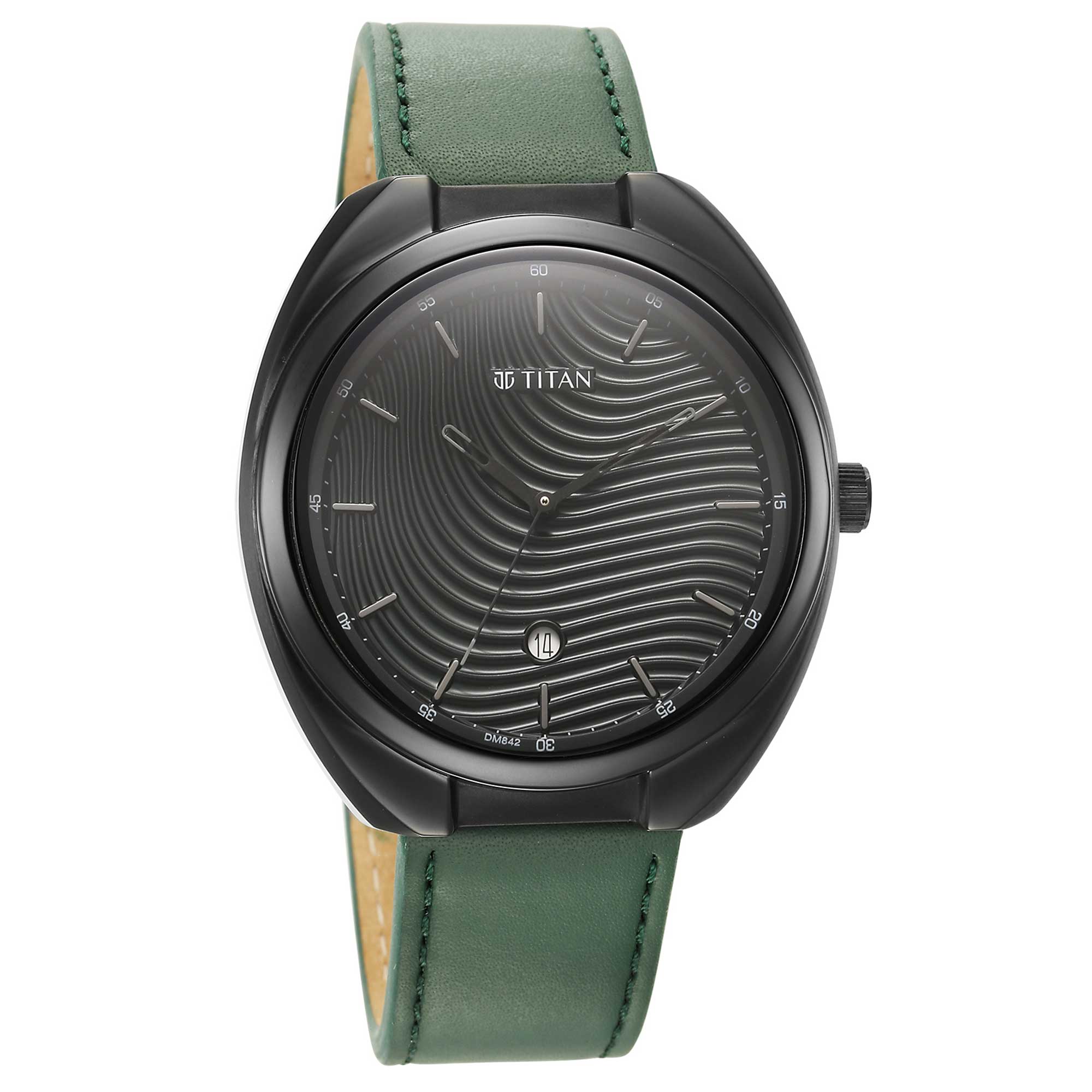 Titan Quartz Analog Green Dial Leather Strap Watch for Men