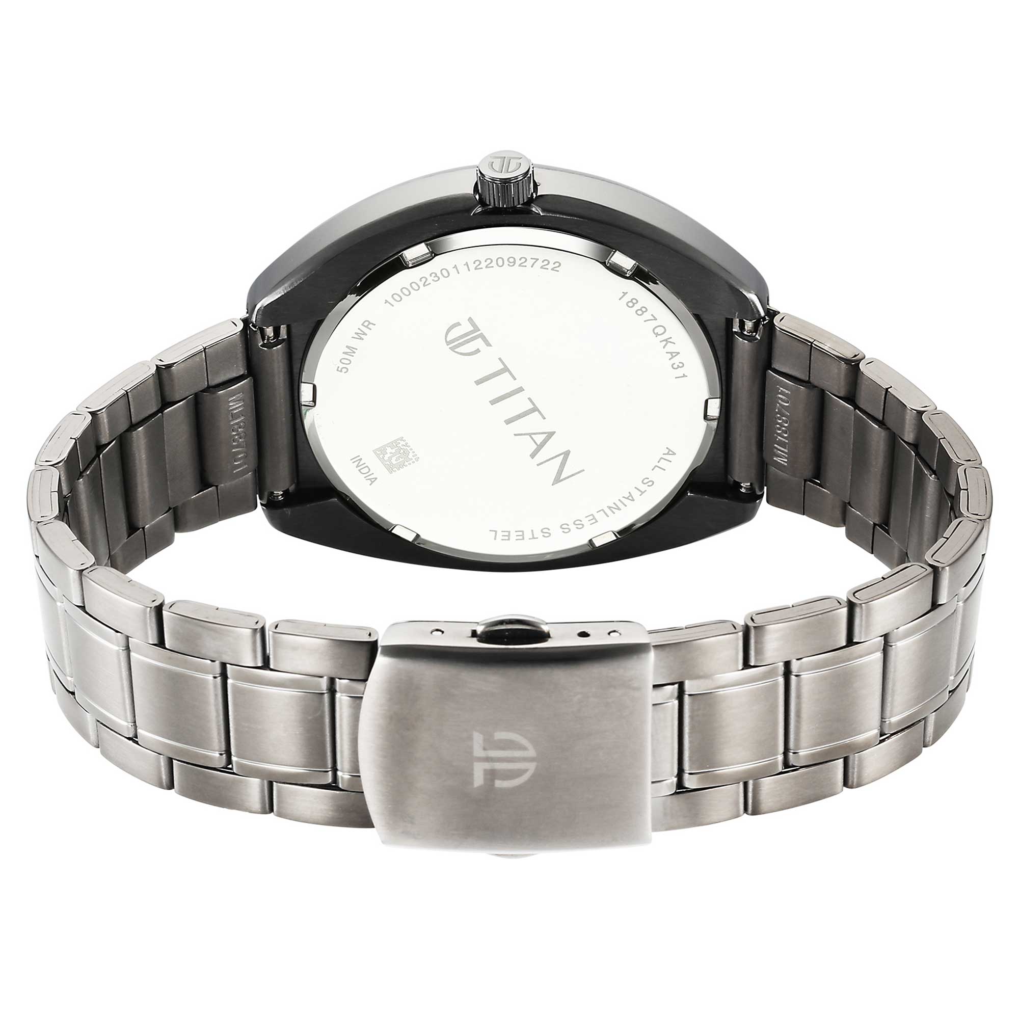 Titan Quartz Analog Anthracite Dial Stainless Steel Strap Watch for Men